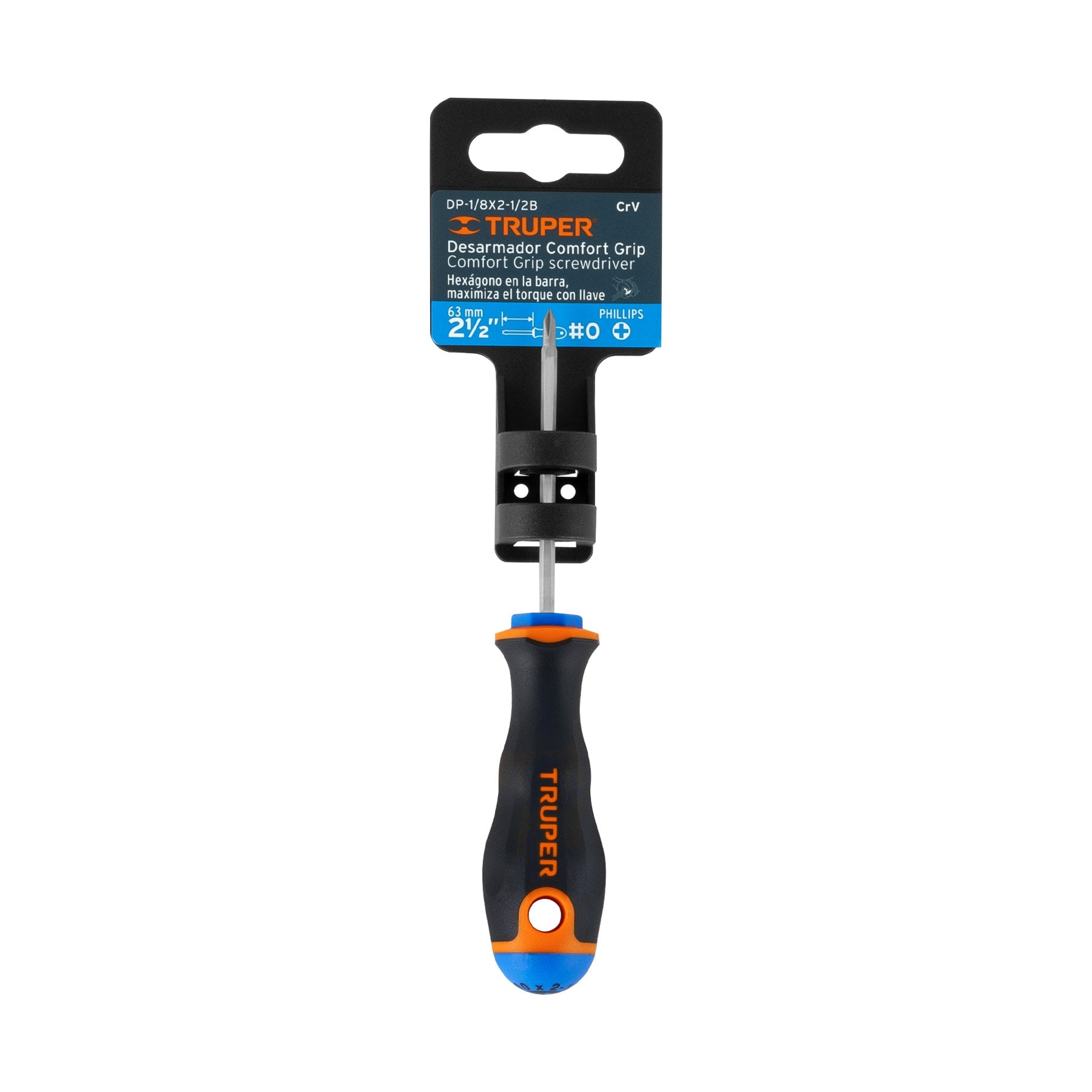 Desarmador de cruz 1/8" x 2-1/2" mango Comfort Grip, Truper