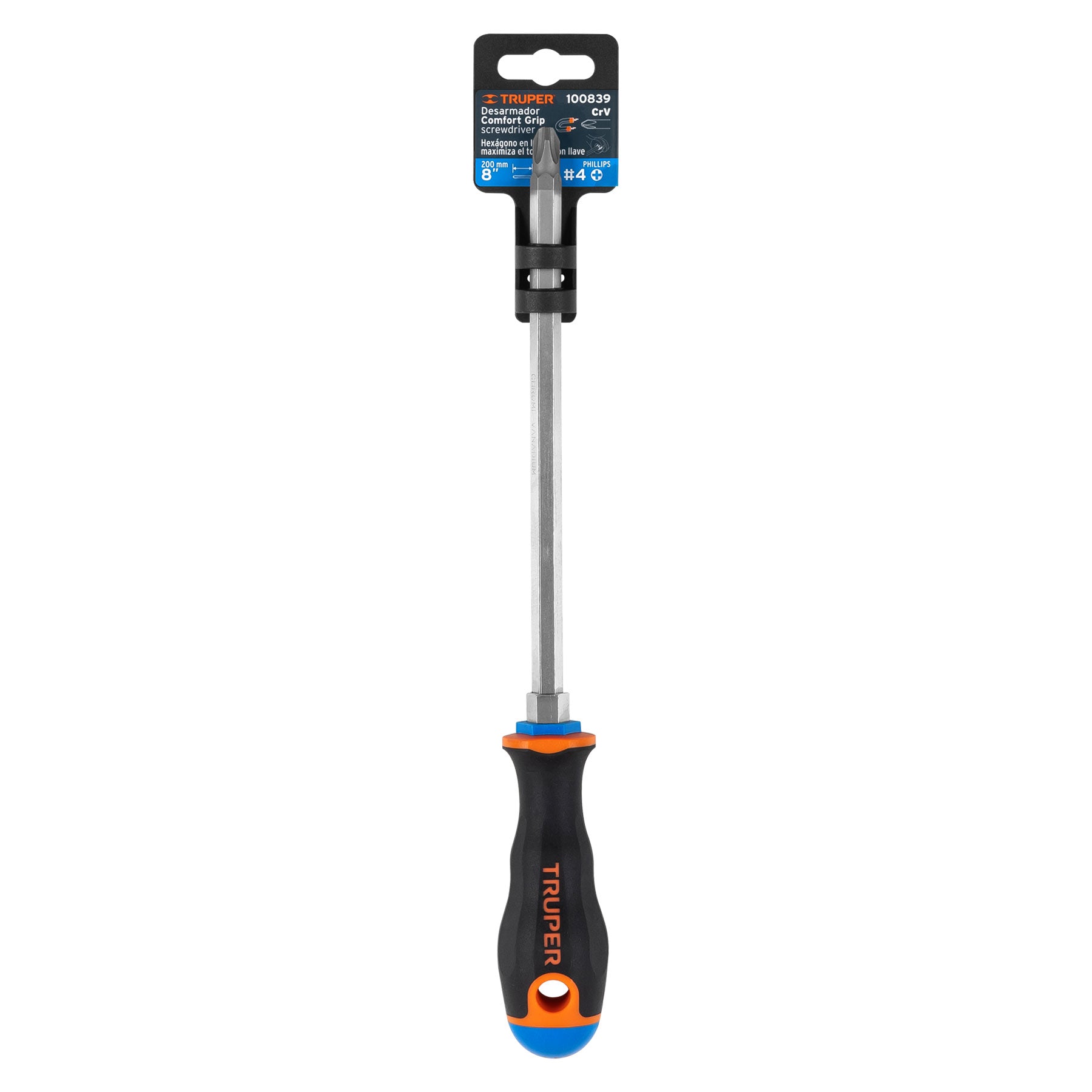 Desarmador de cruz 3/8" x 8" mango Comfort Grip, Truper
