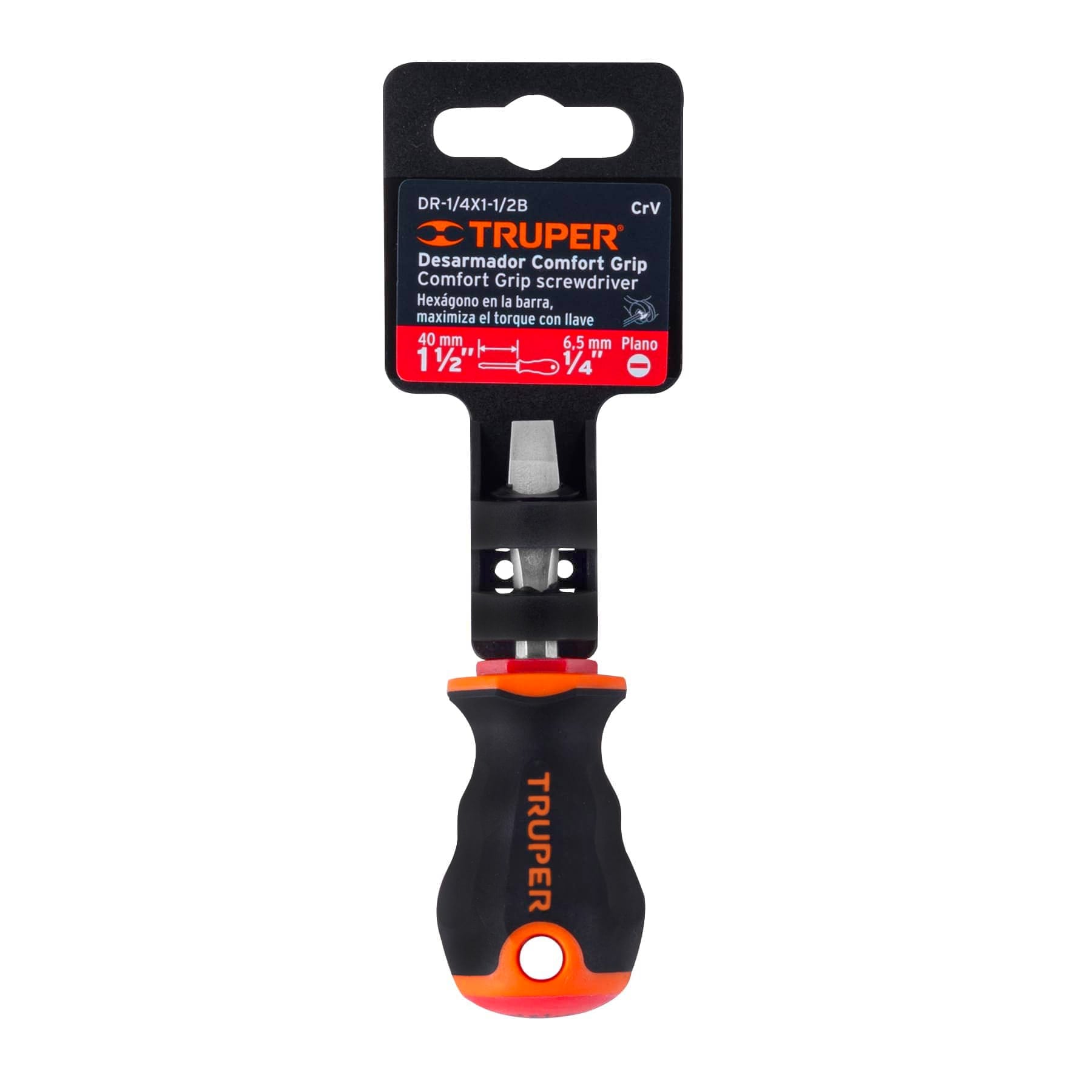 Desarmador plano 1/4" x 1-1/2" mango Comfort Grip, Truper