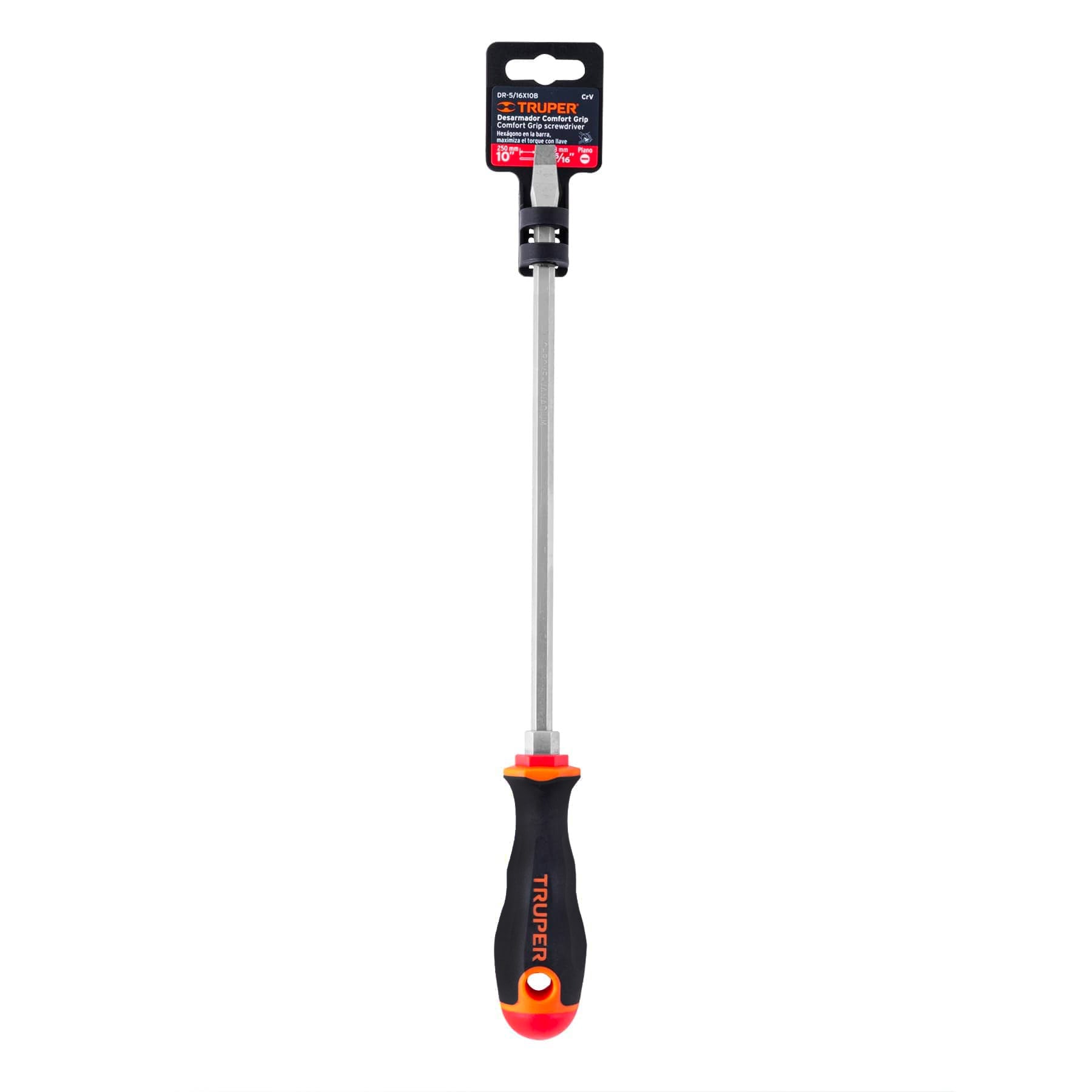Desarmador plano 5/16" x 10" mango Comfort Grip, Truper