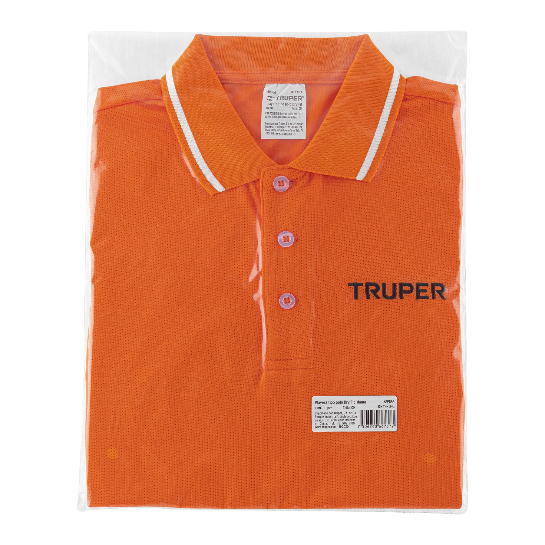 Playera polo performance para mujer, naranja, CH, Truper
