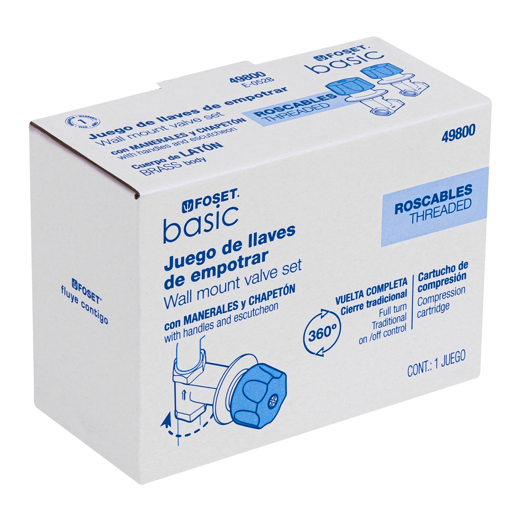 Juego llaves empotrar roscables, maneral metálico, Basic