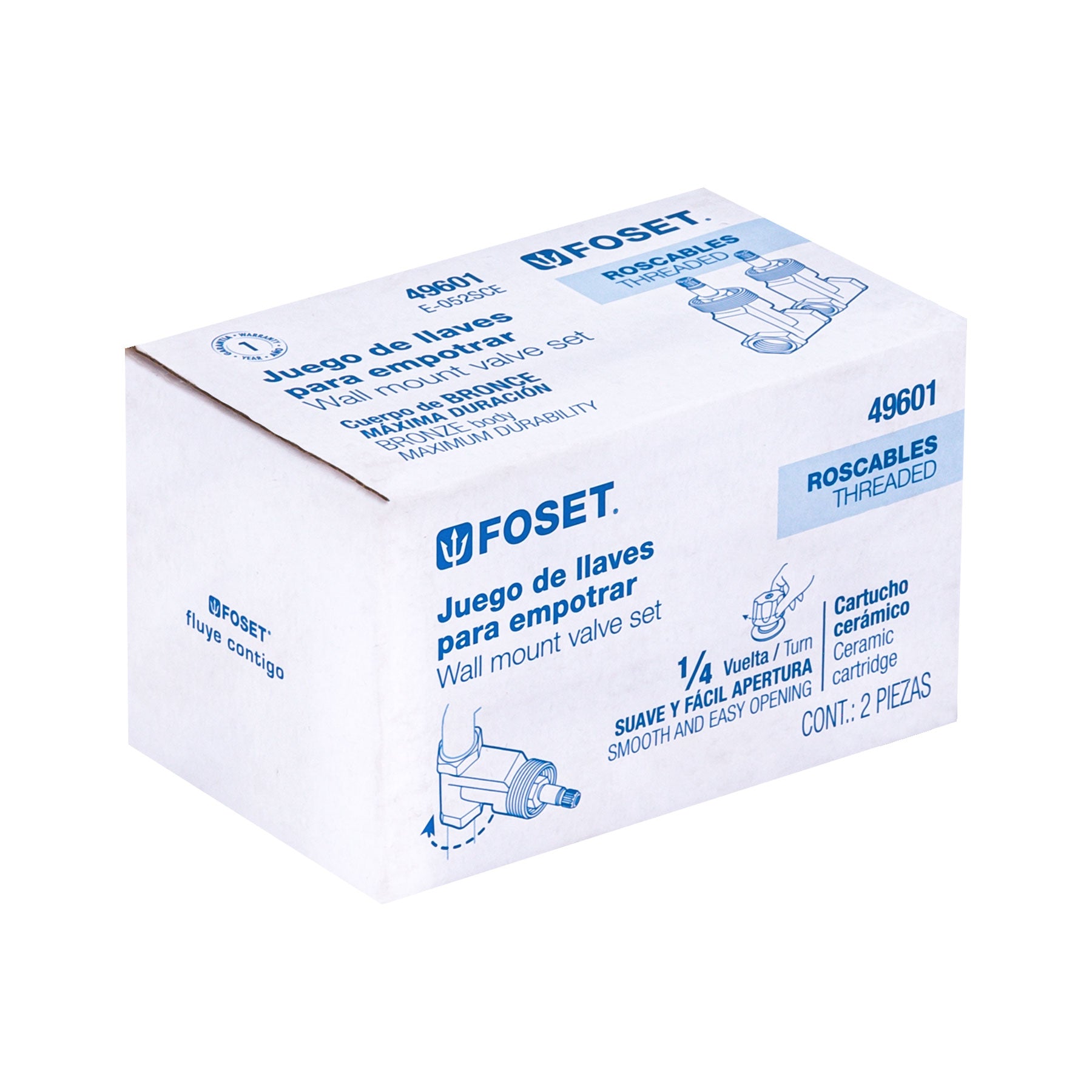 Juego llaves empotrar roscables, 1/4 vuelta, s/maneral,Foset