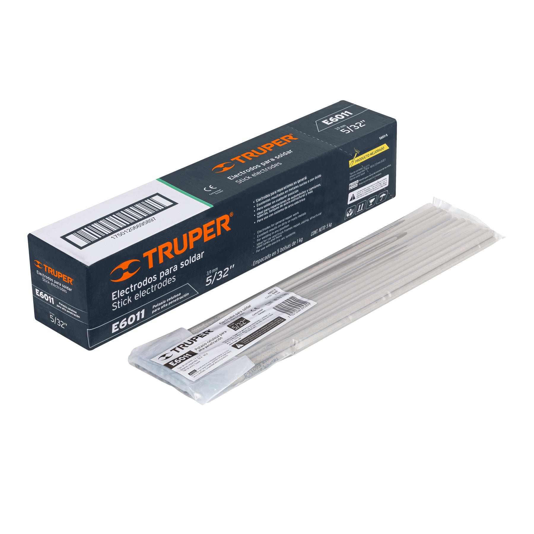 Bolsa con 1 kg de electrodos 6011 de 5/32", Truper