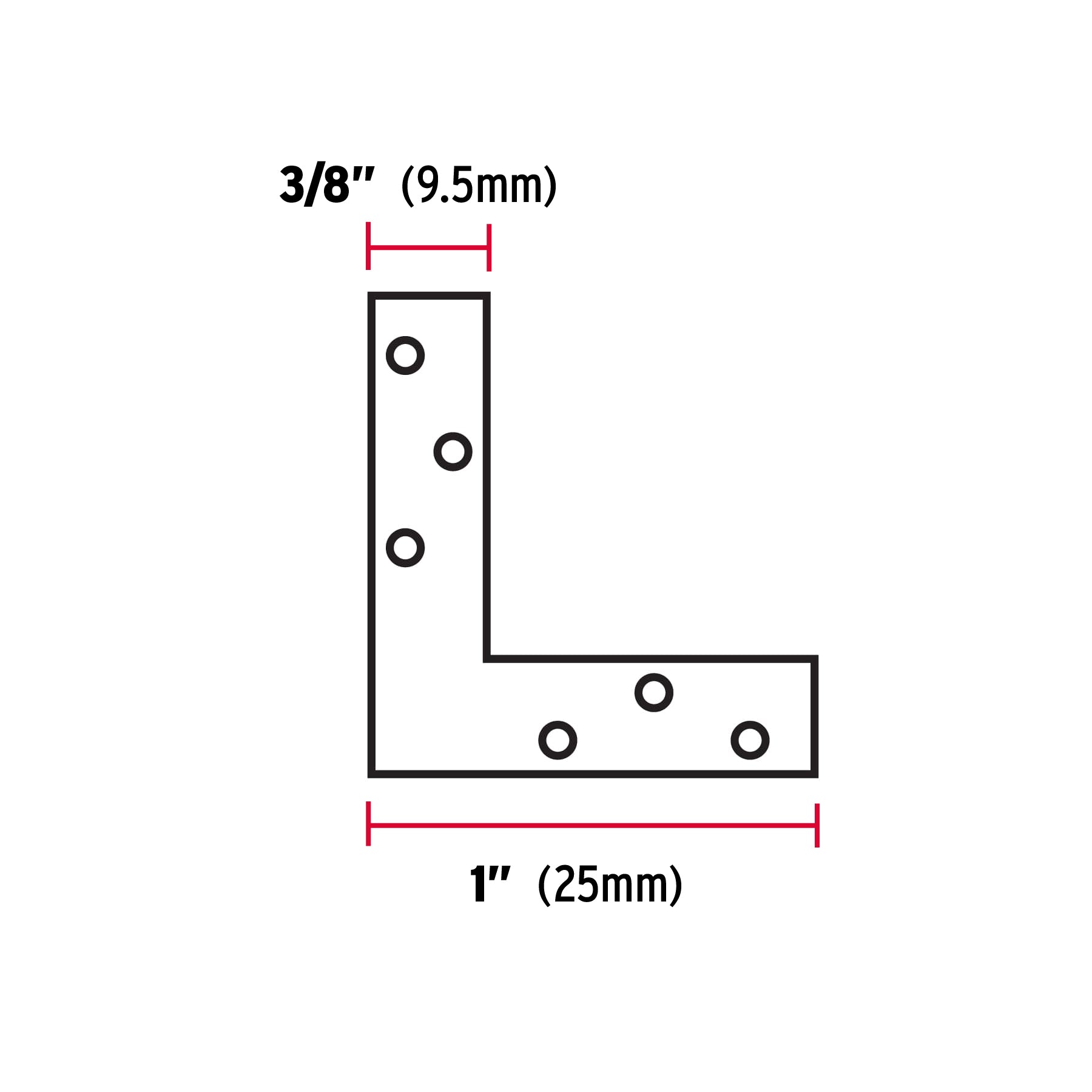 Bolsa con 24 escuadras planas cantoneras 1" x 1", Fiero