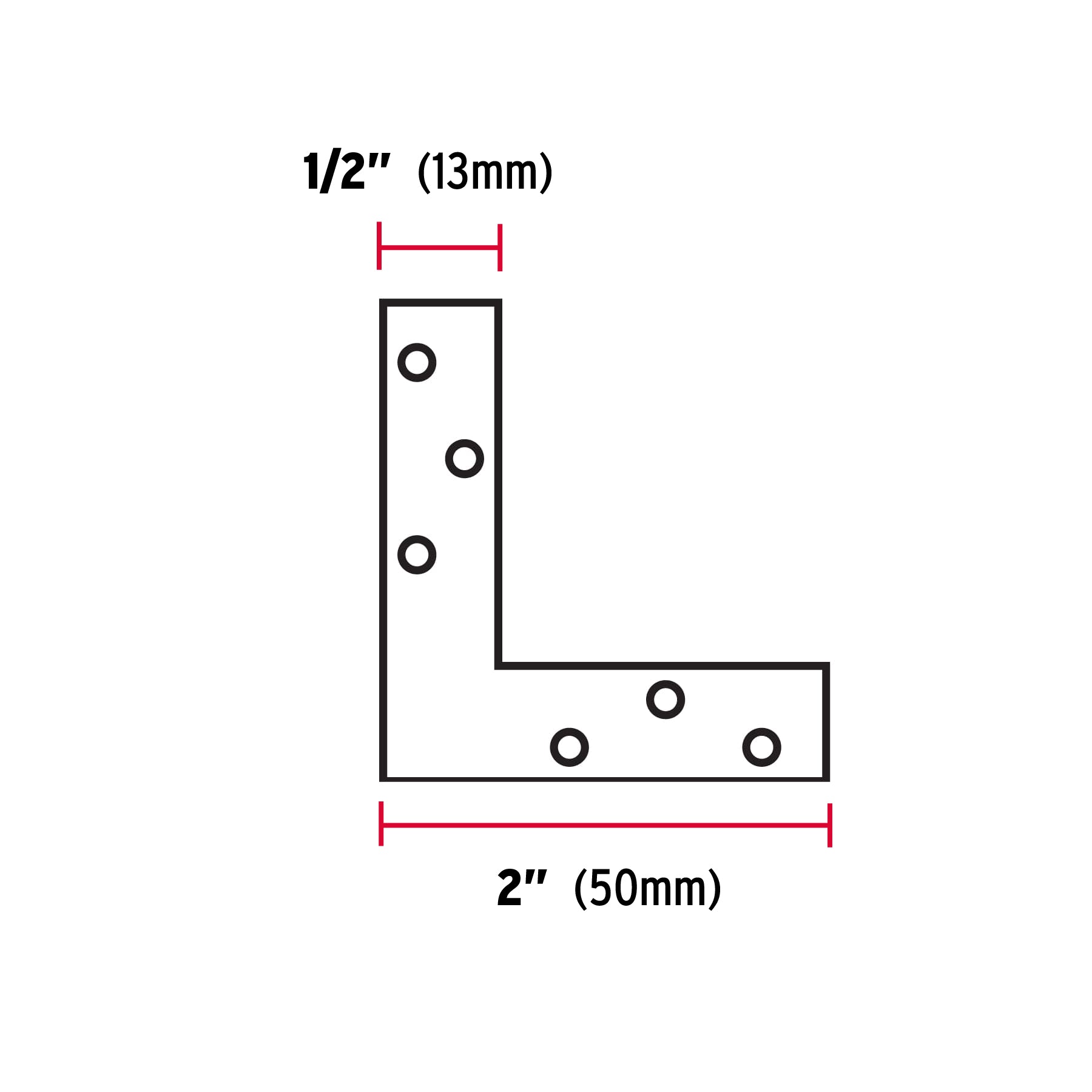 Bolsa con 24 escuadras planas cantoneras 2" x 2", Fiero