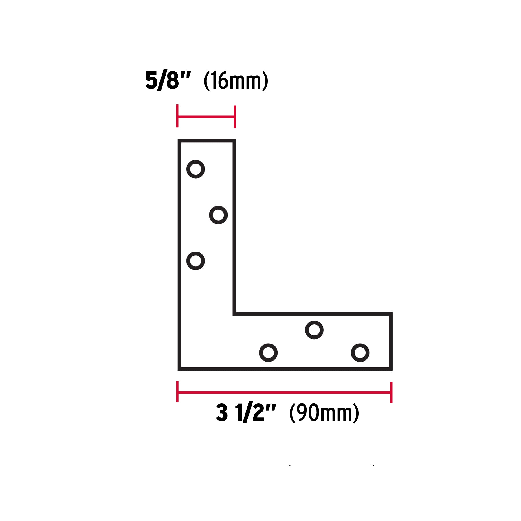 Bolsa con 24 escuadras planas cantoneras 3-1/2"x3-1/2", Fiero
