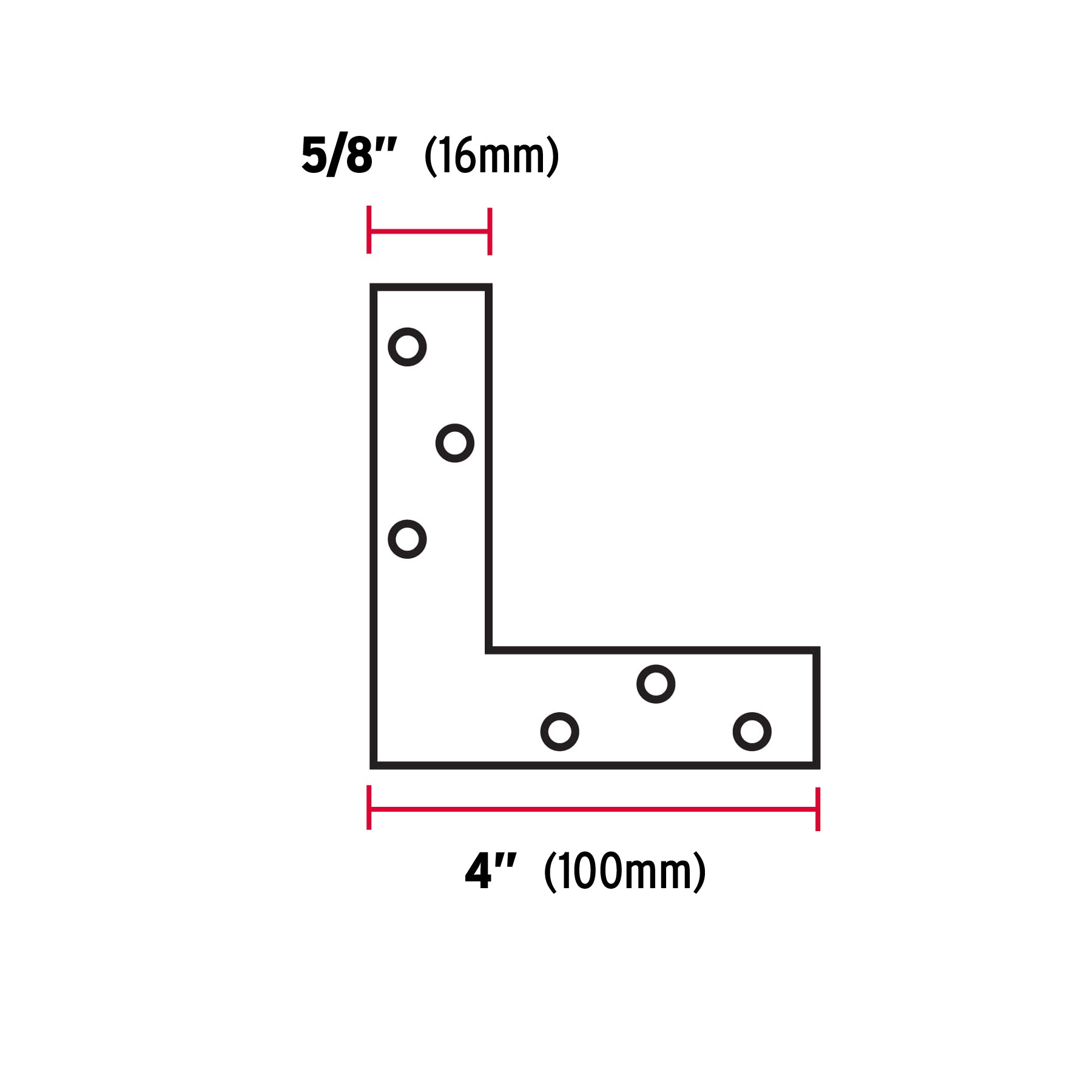 Bolsa con 24 escuadras planas cantoneras 4" x 4", Fiero