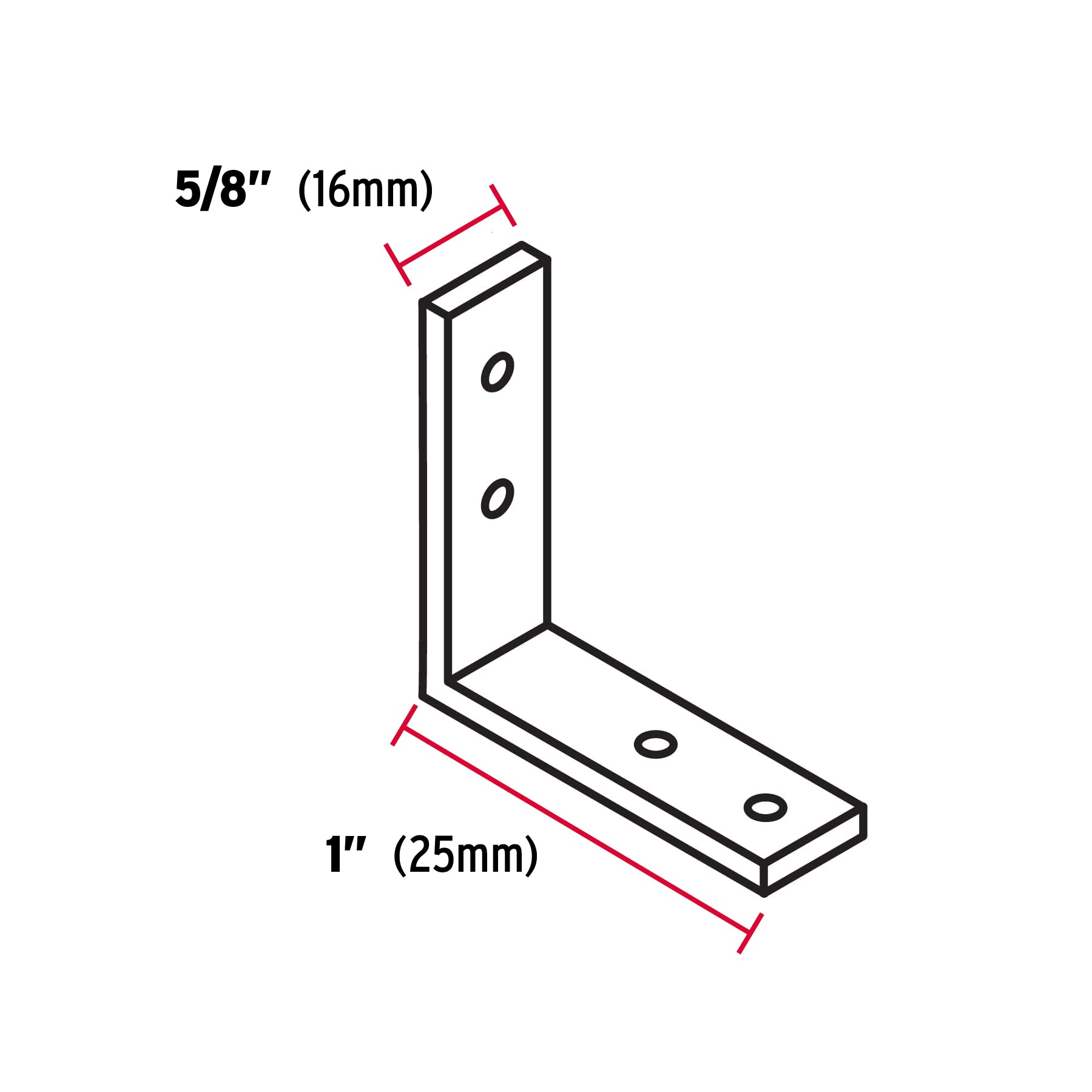 Bolsa con 24 escuadras esquineras 1" x 1", Fiero