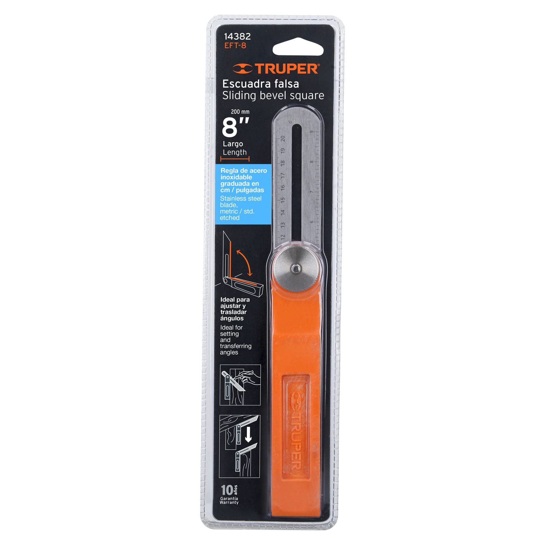 Escuadra falsa de acero inoxidable 19cm / 6" con mango de ABS