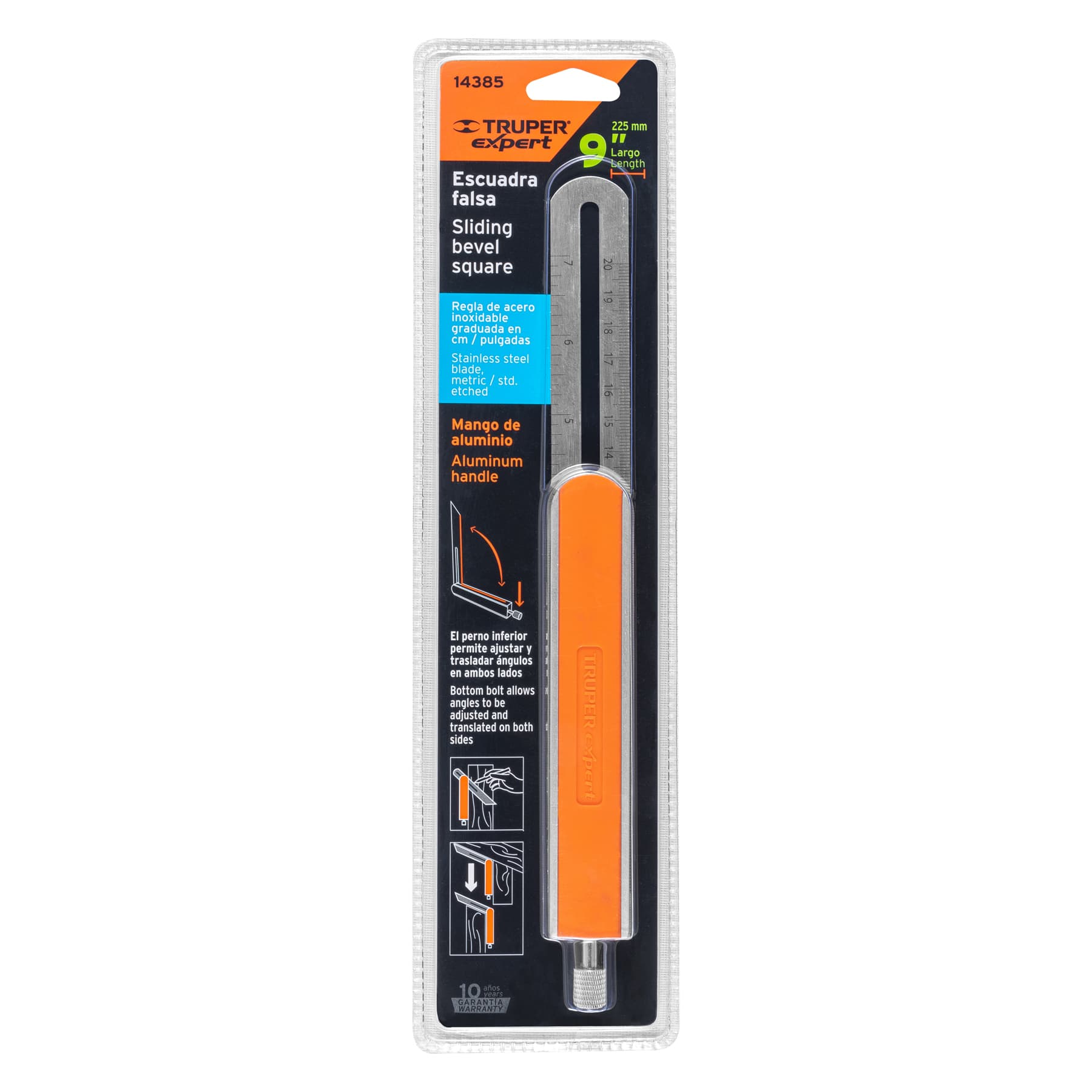 Escuadra 9" falsa de acero inox mango de aluminio, Expert
