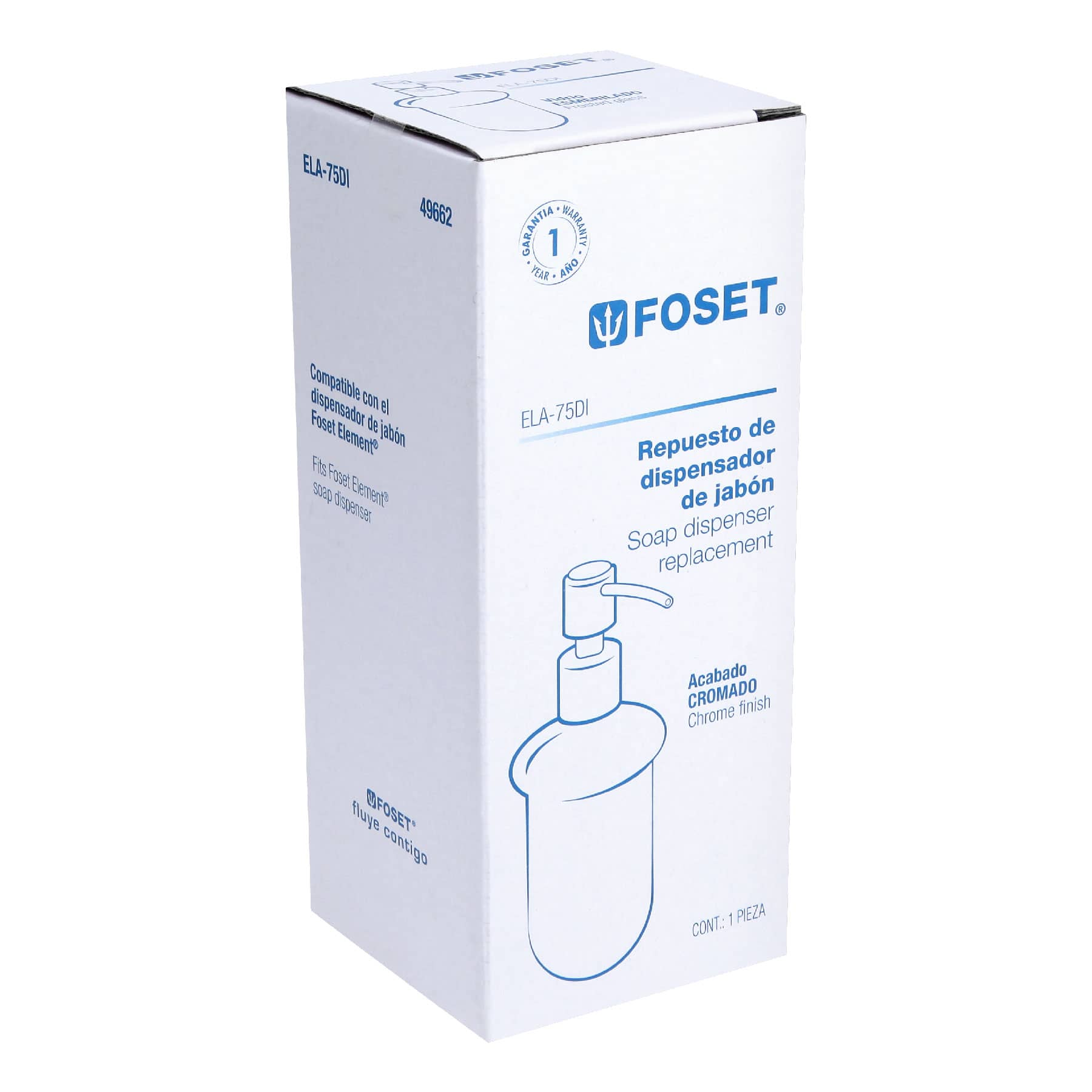 Dispensador de jabón de repuesto en acabado cromo, Element