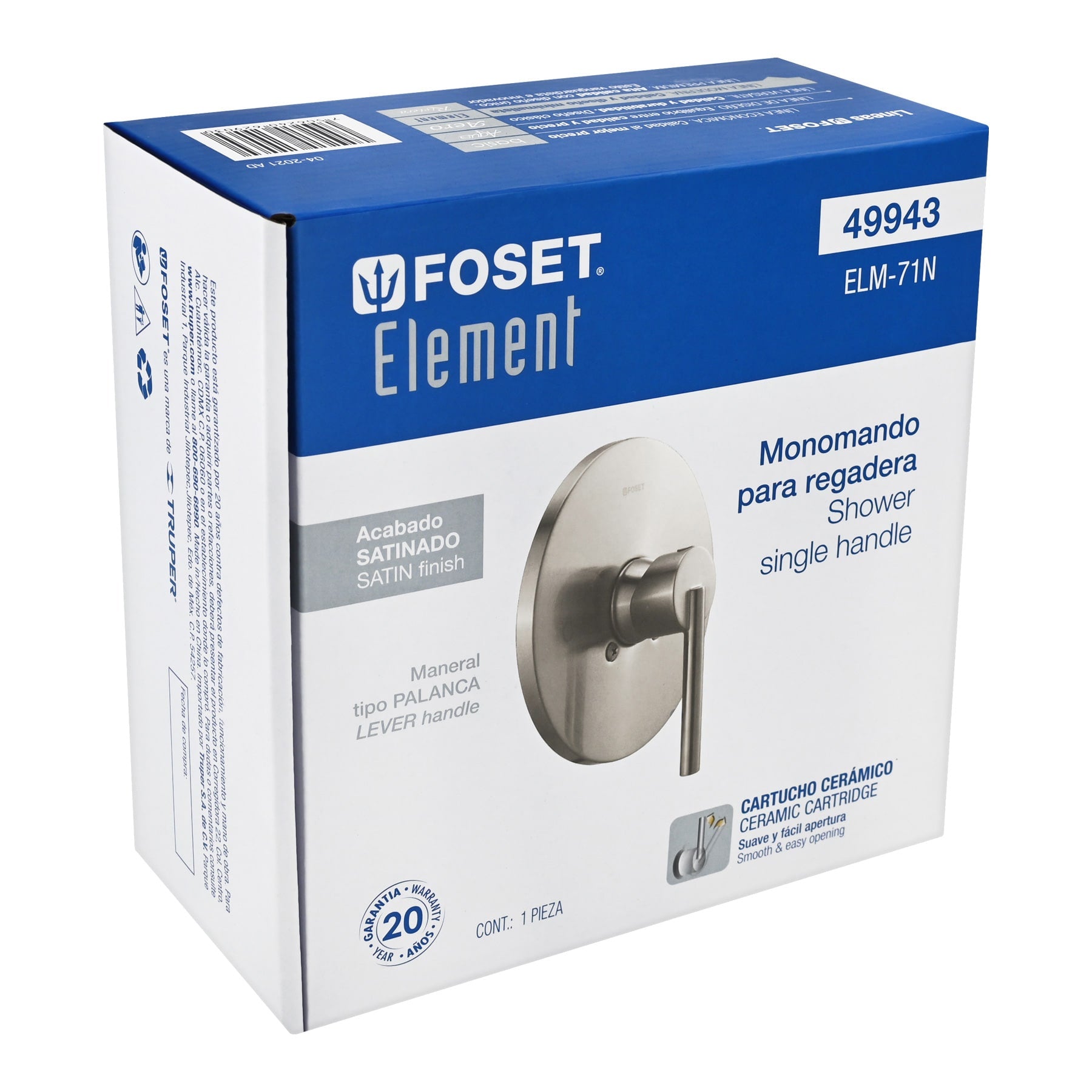 Monomando para regadera, satín, ELEMENT