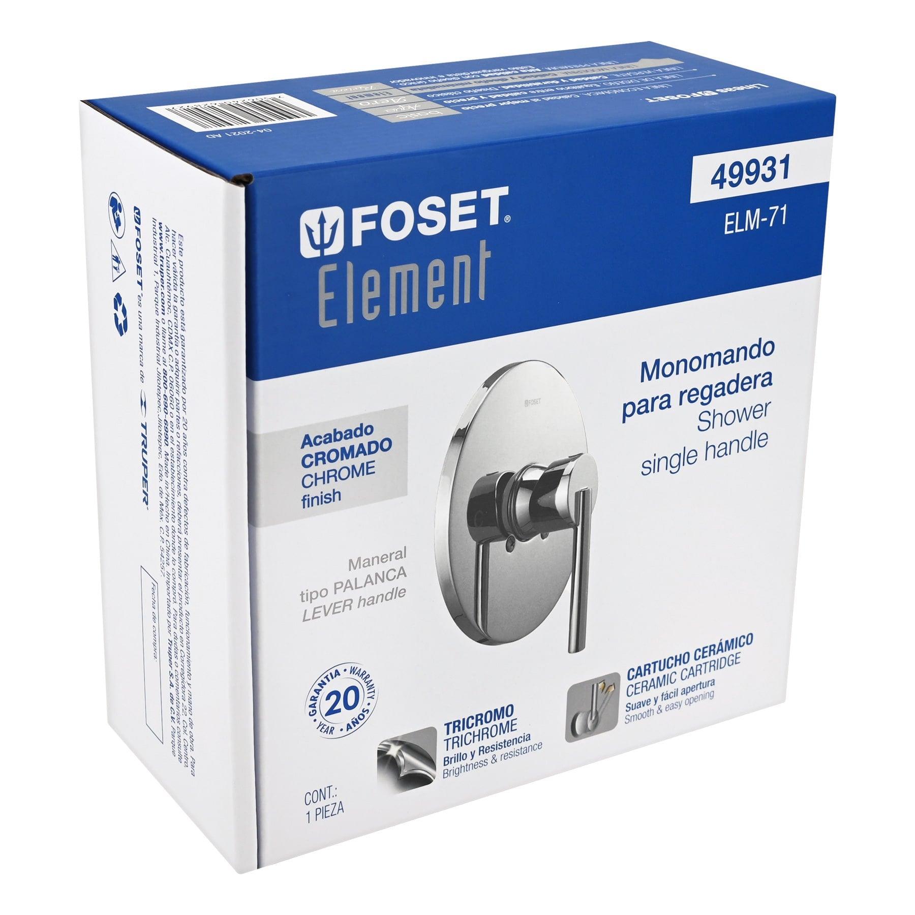 Monomando para regadera, cromo, ELEMENT