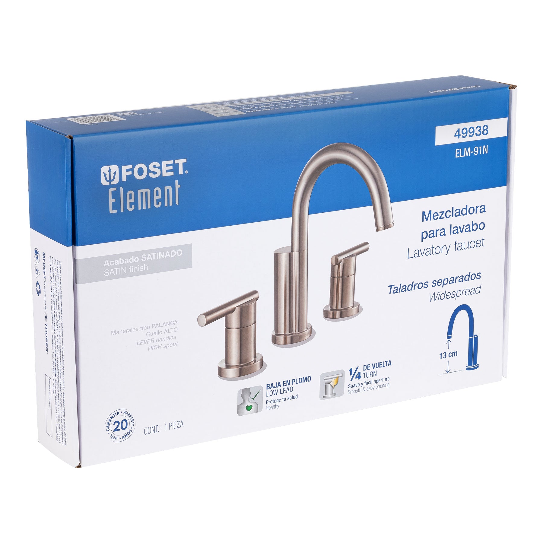 Mezcladora satín para lavabo con taladros separados, Element