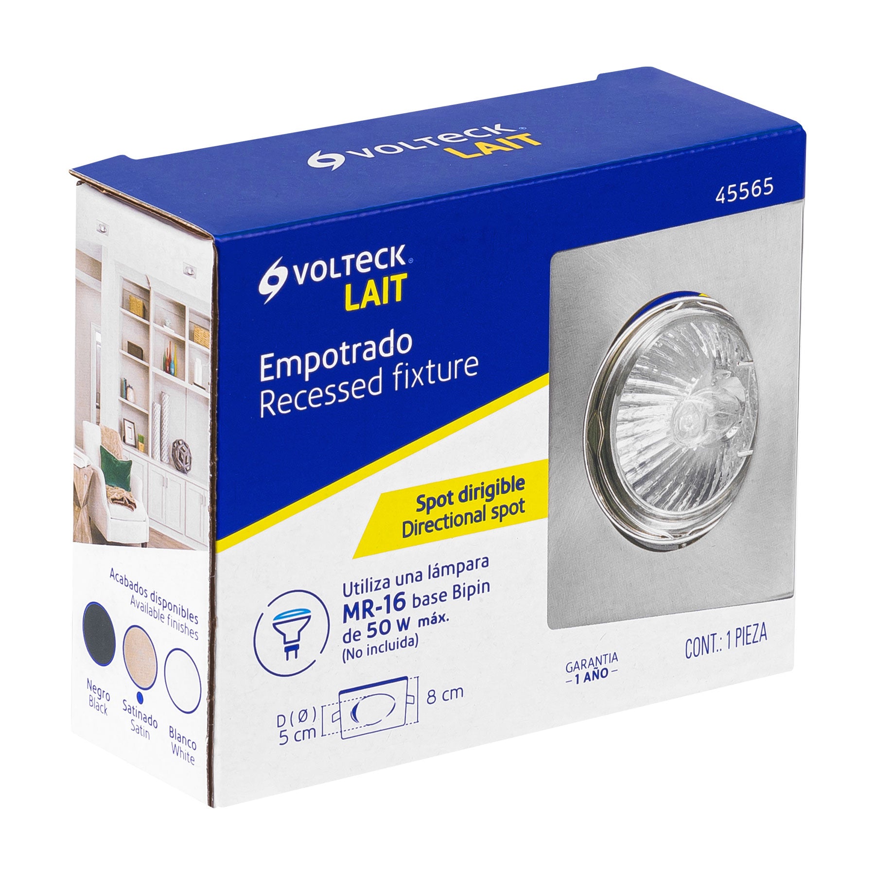 Luminario cuadrado satín spot dirigible, lámpara no incluida