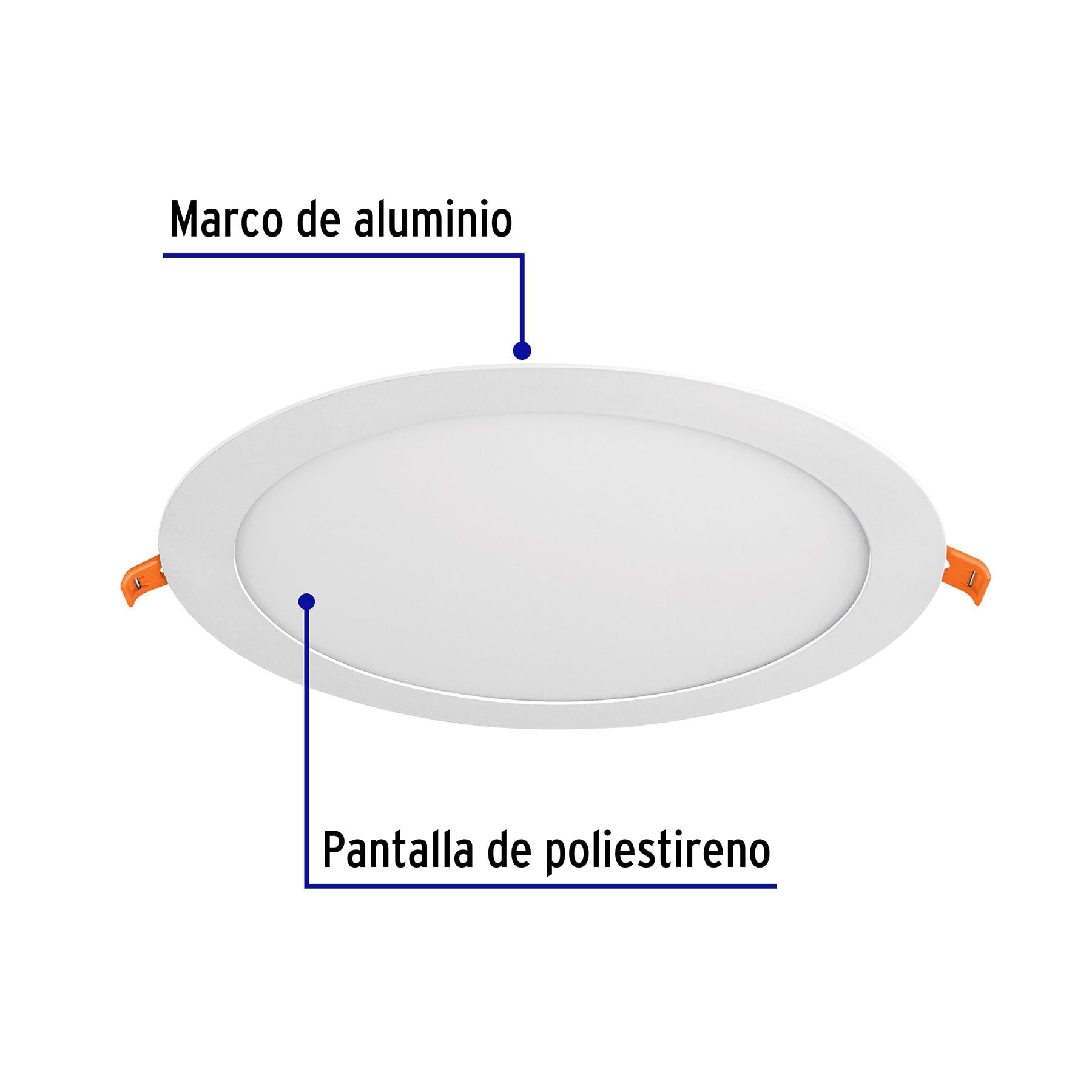 Luminario ultradelgado redondo para empotrar 18W, luz de día