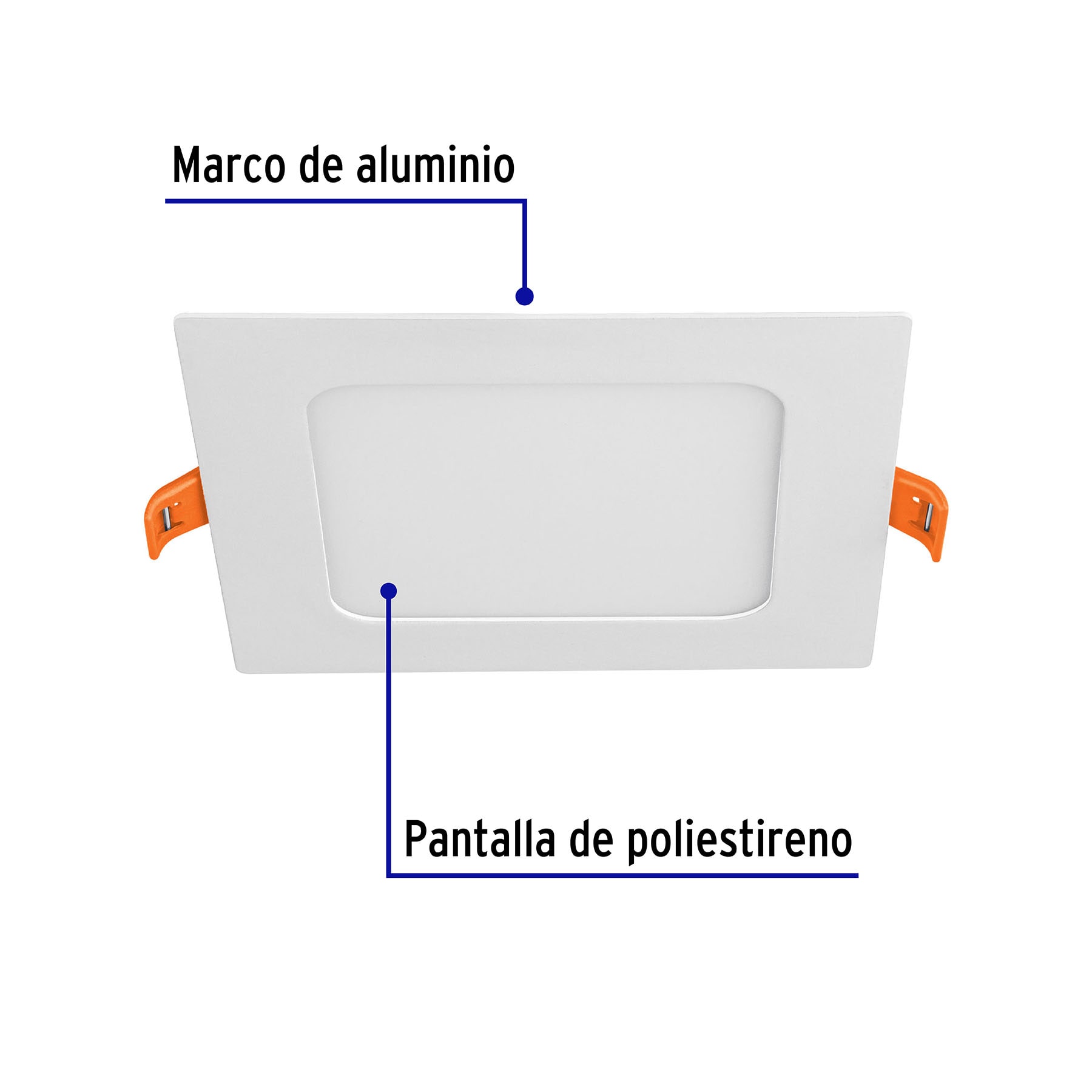 Luminario ultradelgado cuadrado para empotrar 6W, luz de día