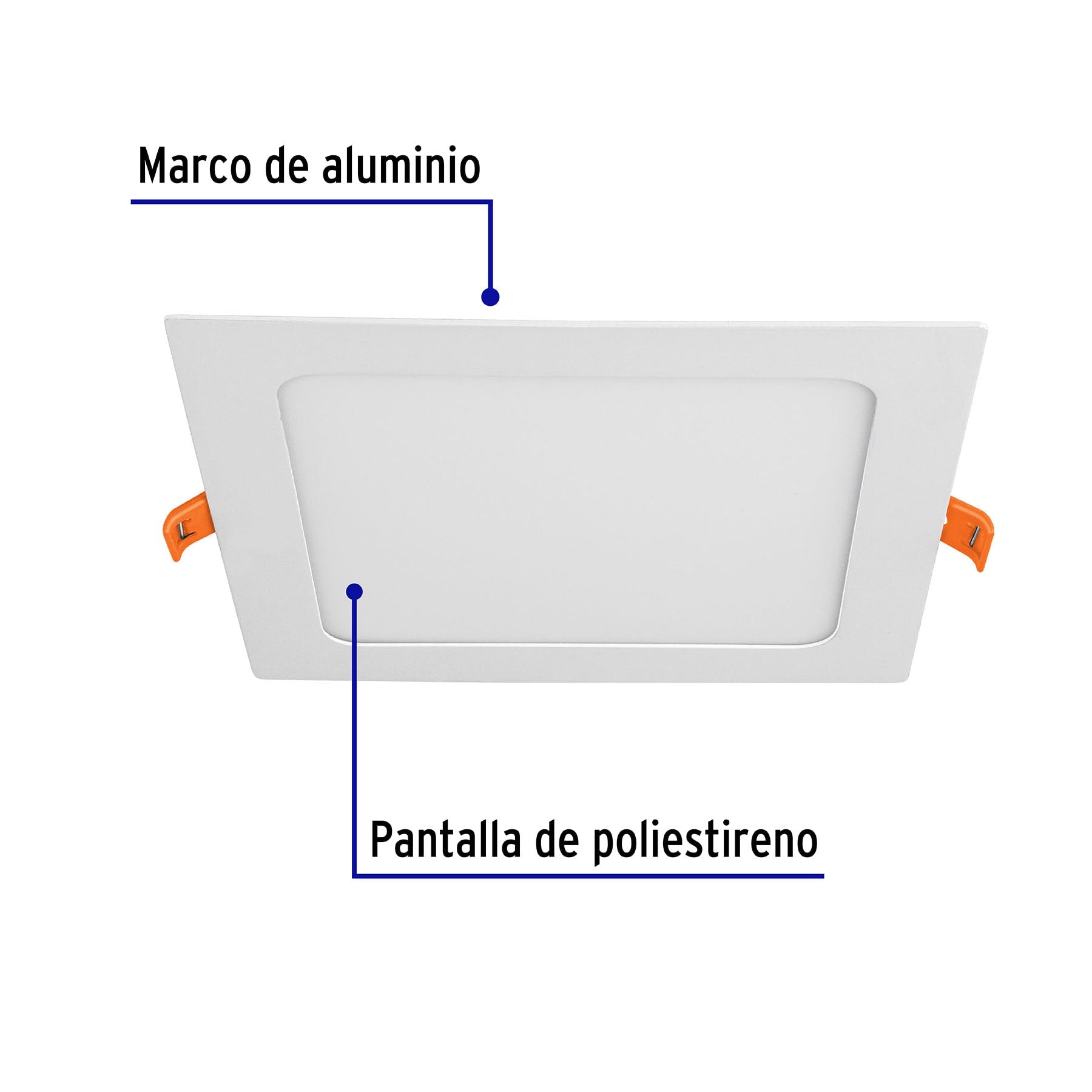 Luminario ultradelgado cuadrado para empotrar 12W, luz de día