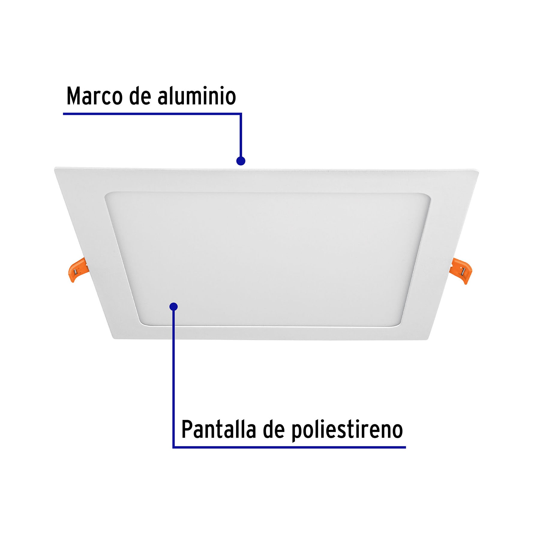 Luminario ultradelgado cuadrado para empotrar 18W, luz de día