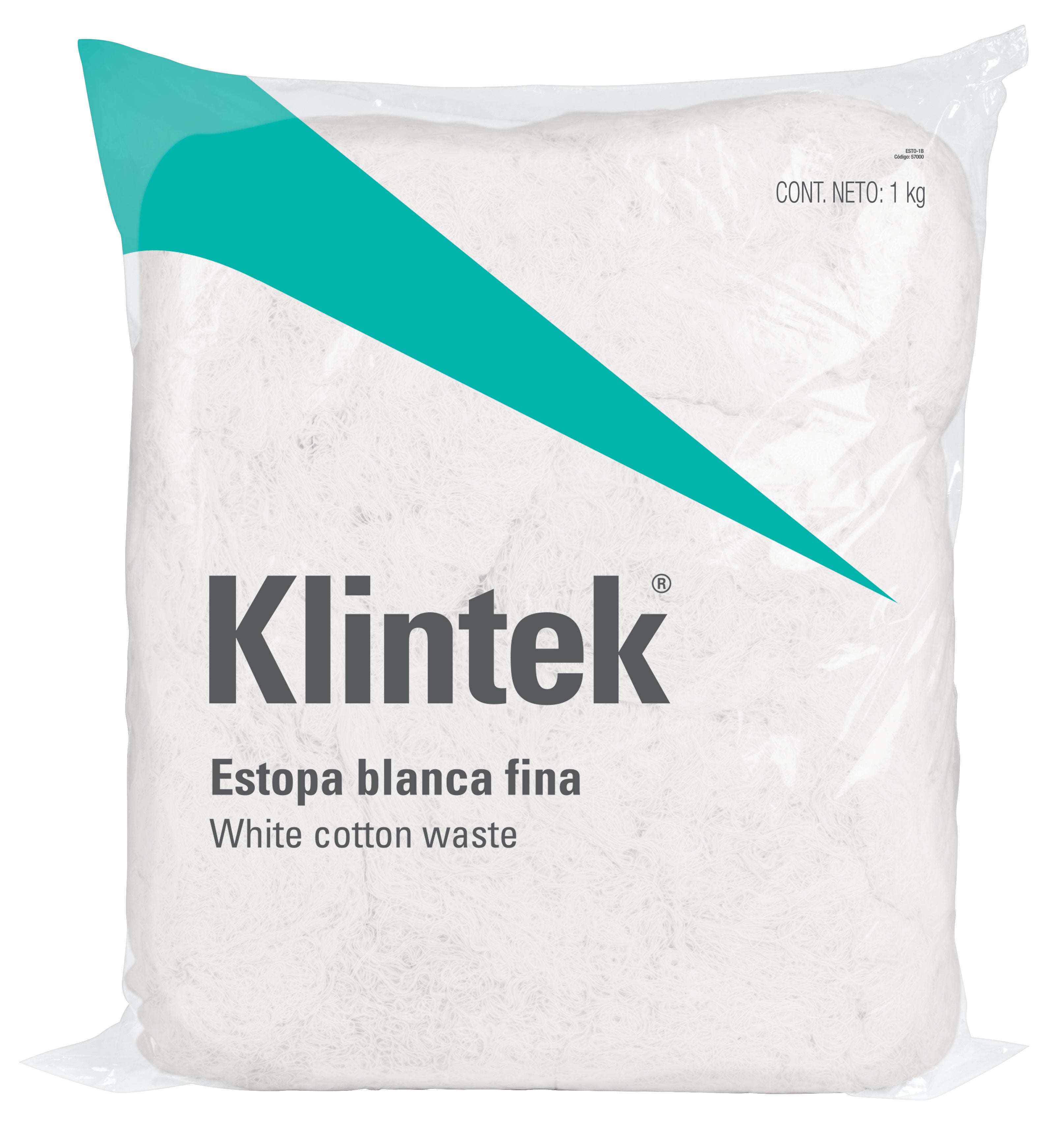 Bolsa de 1 kg de estopa color blanca, Klintek