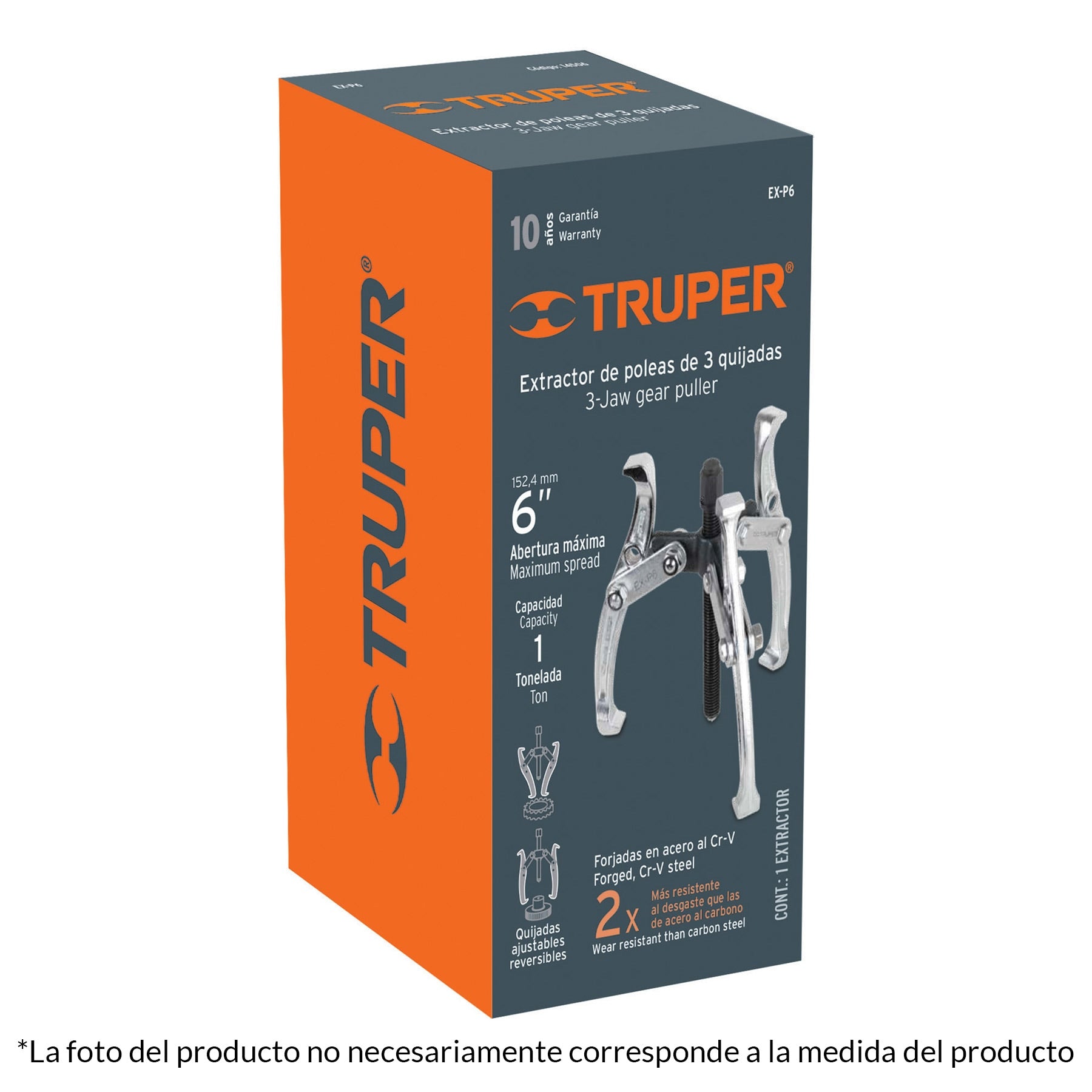 Extractor de poleas, 3 quijadas, 8", Truper