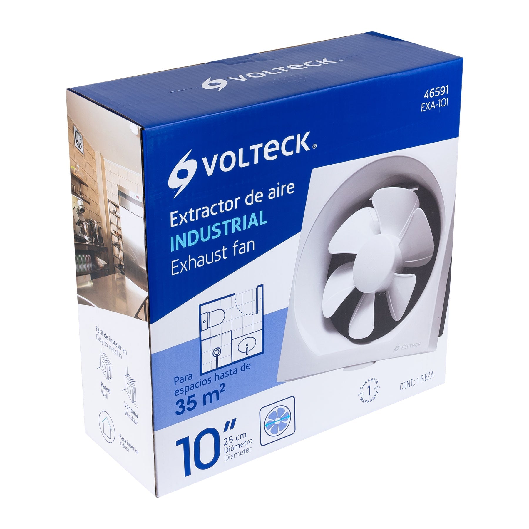 Extractor de aire de 10",blanco, VOLTECK