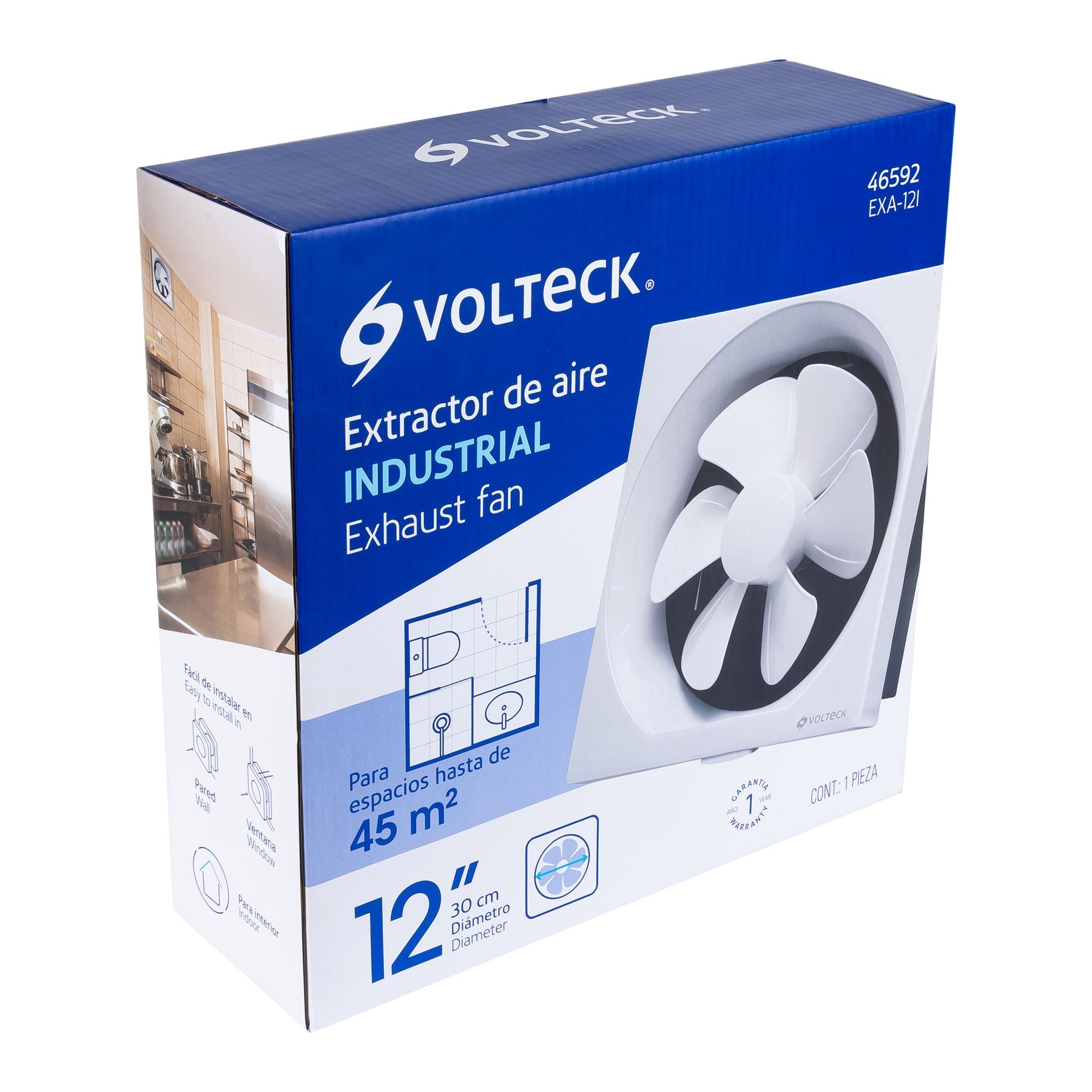 Extractor de aire de 12",blanco, VOLTECK