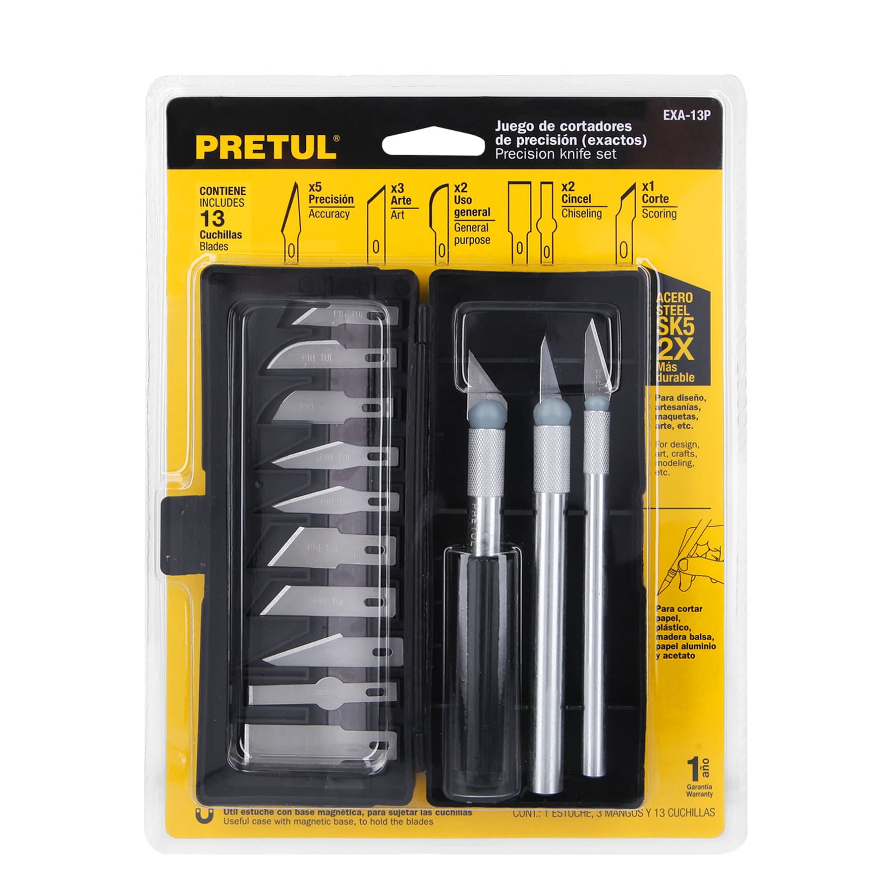 Juego de exactos con 13 cuchillas en estuche, Pretul
