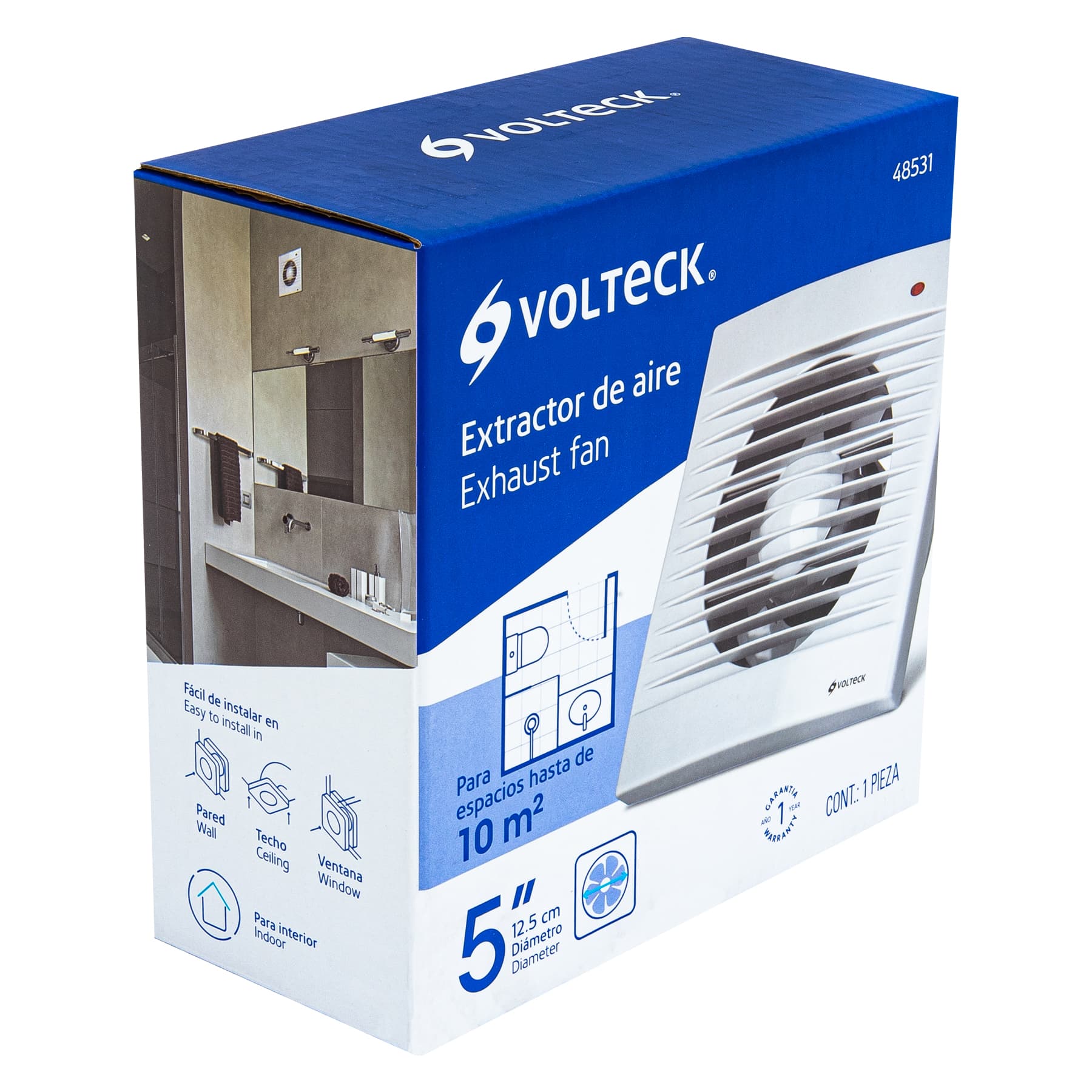 Extractor de aire de 5", blanco, VOLTECK