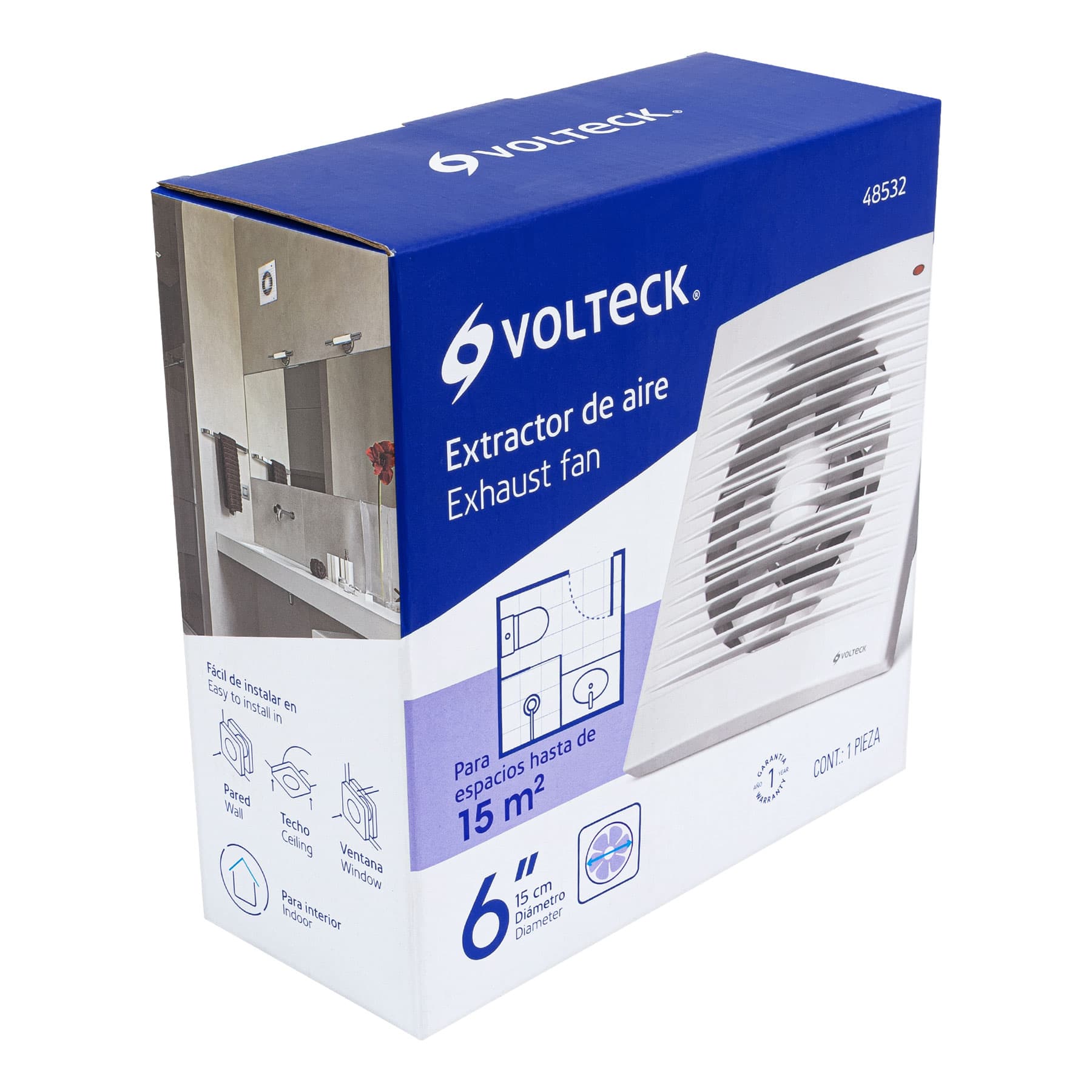 Extractor de aire de 6", blanco, VOLTECK