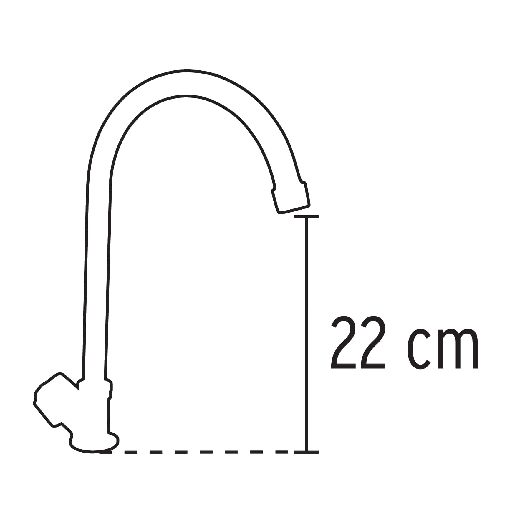 Llave individual fregadero, cuello curvo, hexagonal, BASIC
