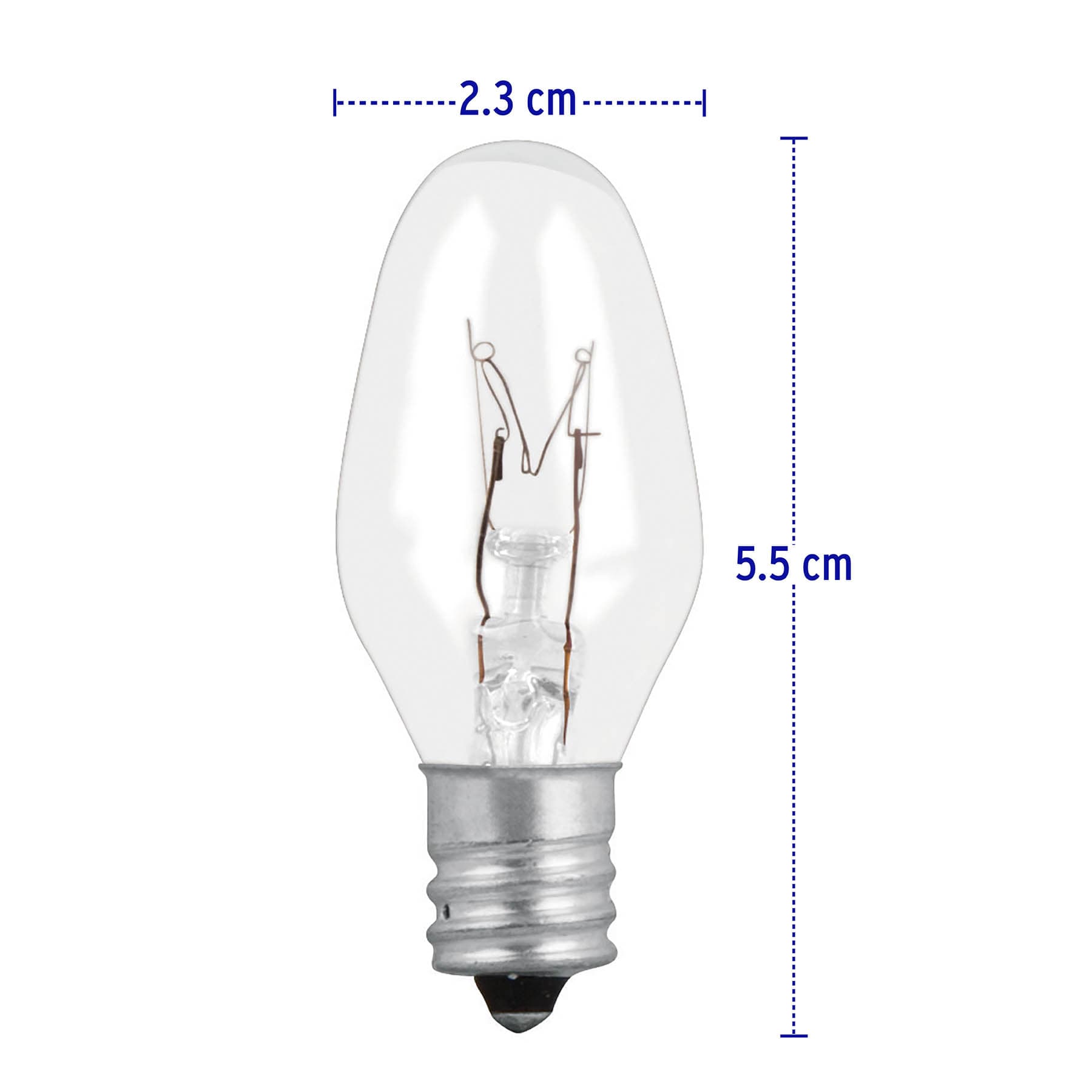 Caja con 50 focos incandescentes transparentes base E12 7.5W