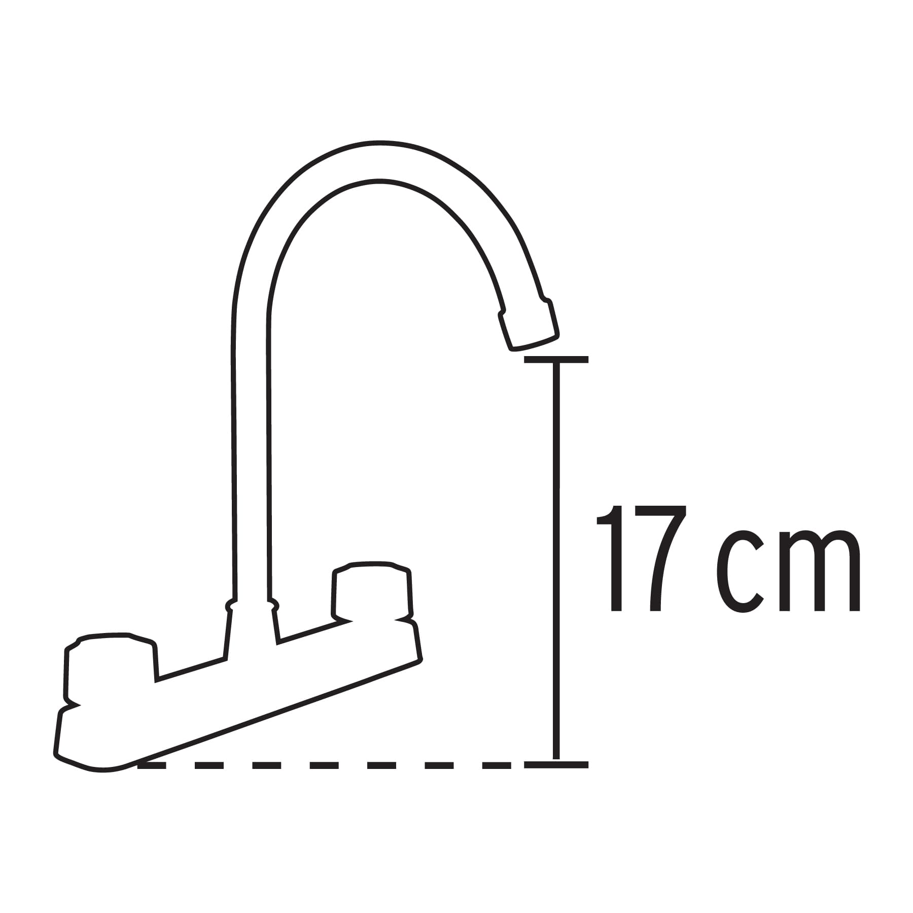 Mezcladora 8" fregadero, ABS, cuello curvo, hexagonal, BASIC