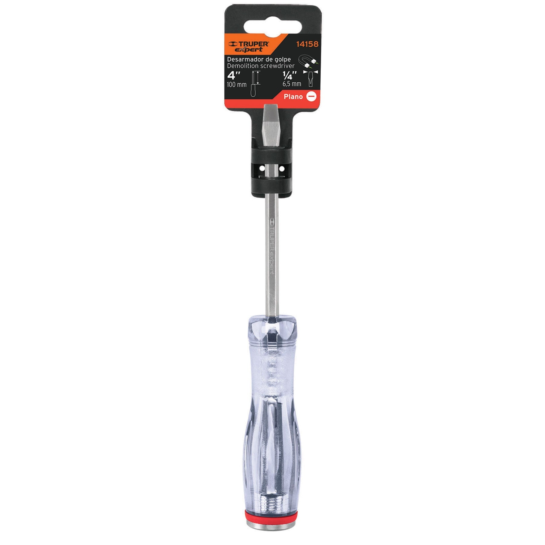 Desarmador plano de golpe 1/4" x 4", Truper Expert