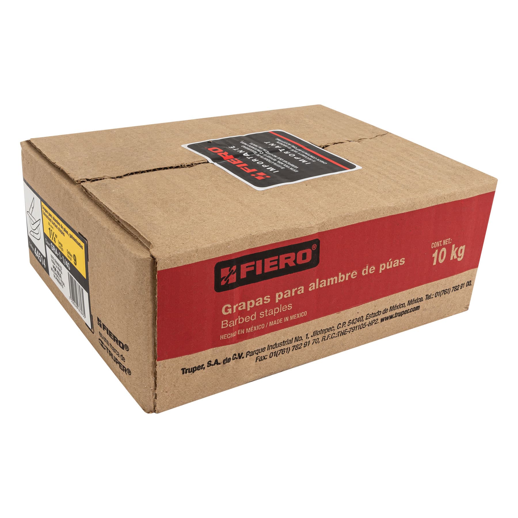 Caja con 10 kg grapas 1-1/4" galvanizadas para alambre de púas