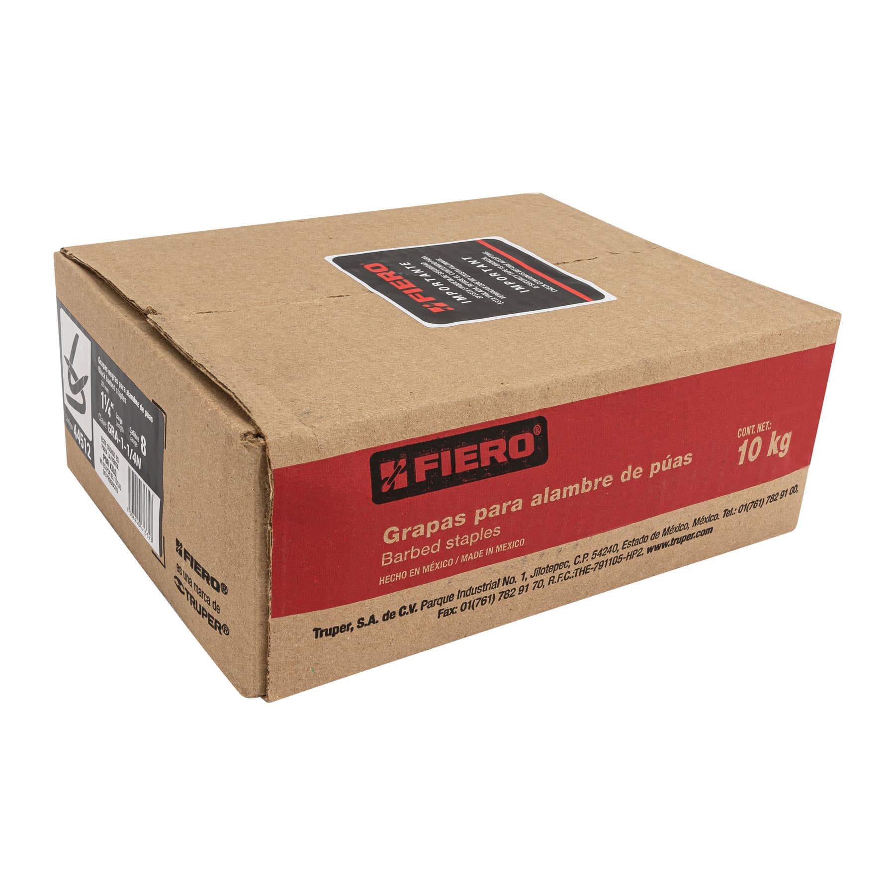Caja con 10 kg de grapas 1-1/4" negras para alambre de púas