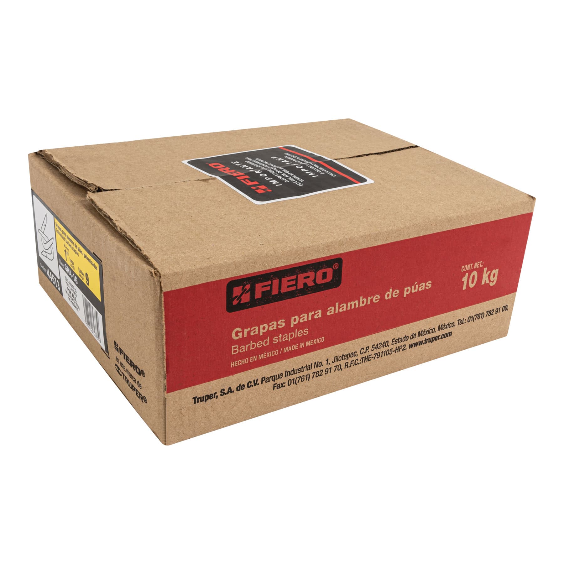 Caja con 10 kg de grapas 1" galvanizadas para alambre de púas