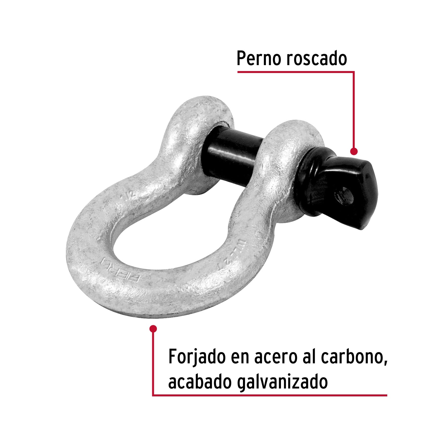 Grillete de acero forjado 1/2", Fiero