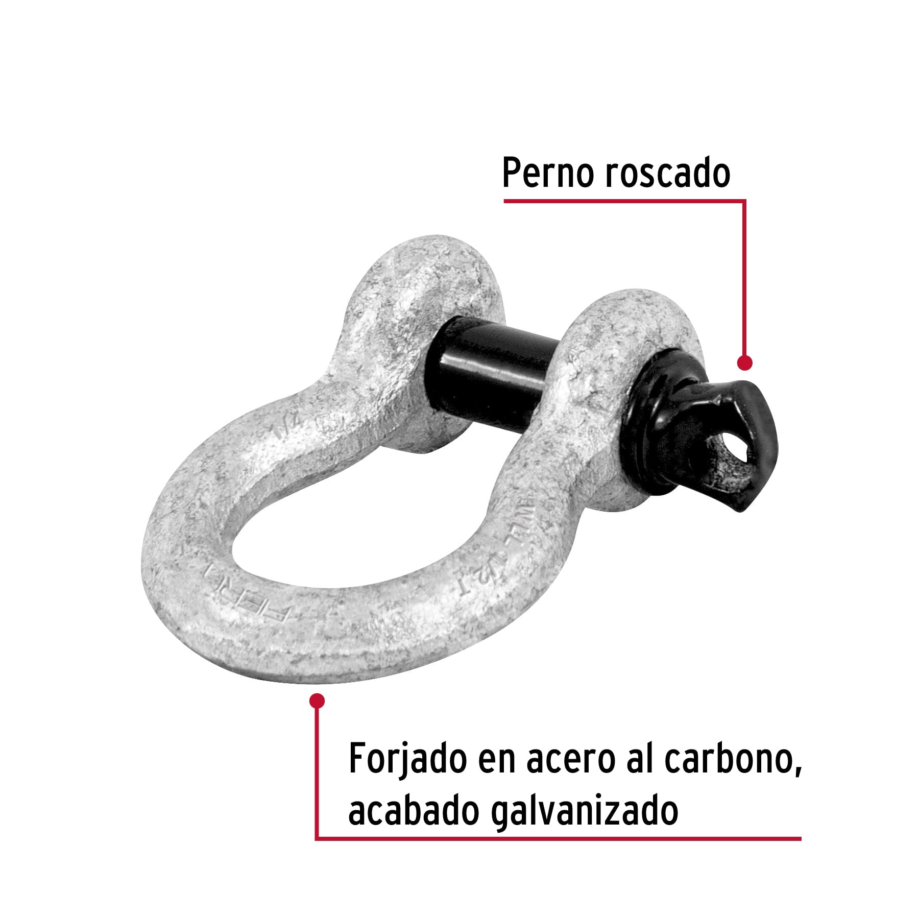 Grillete de acero forjado 1/4", Fiero