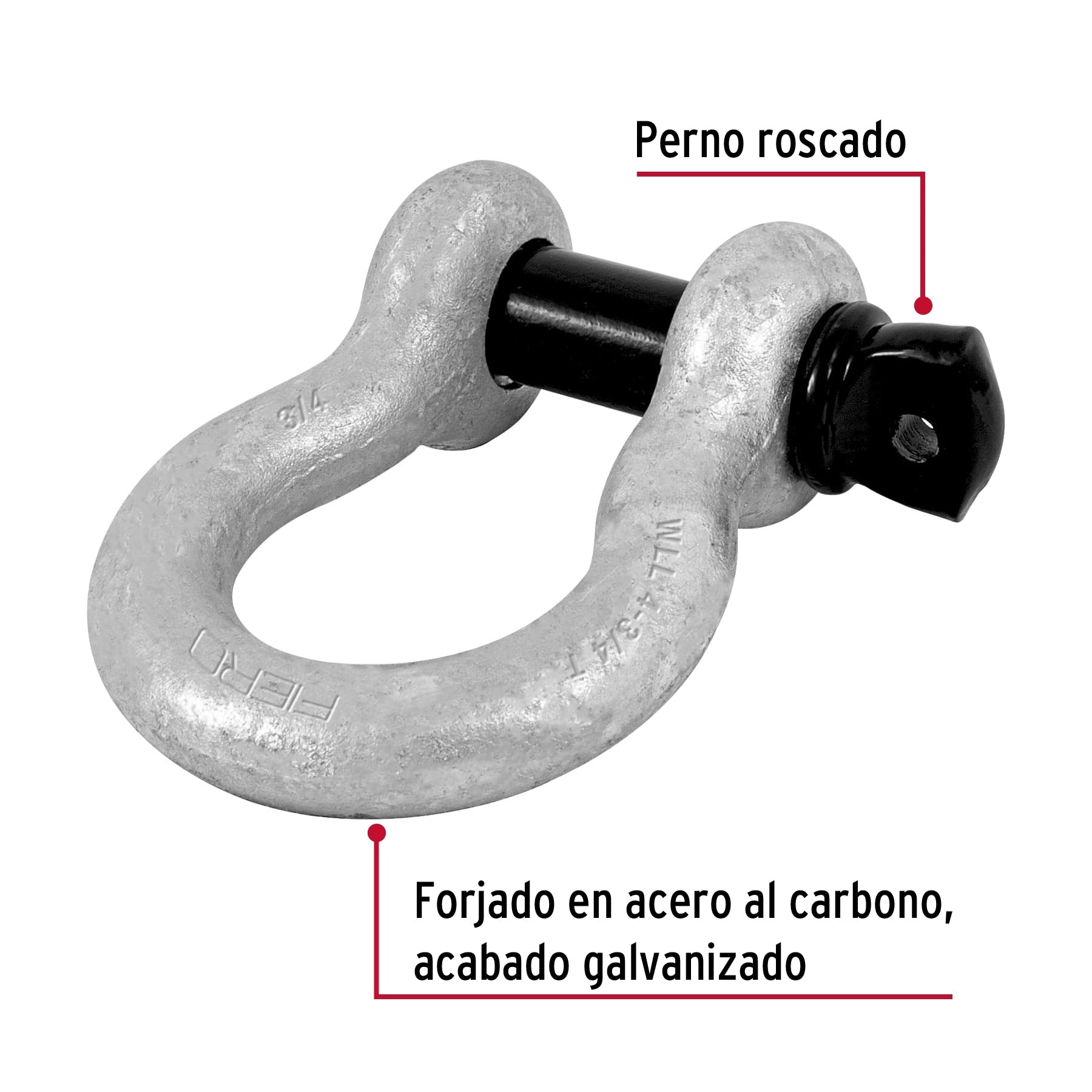 Grillete de acero forjado 3/4", Fiero