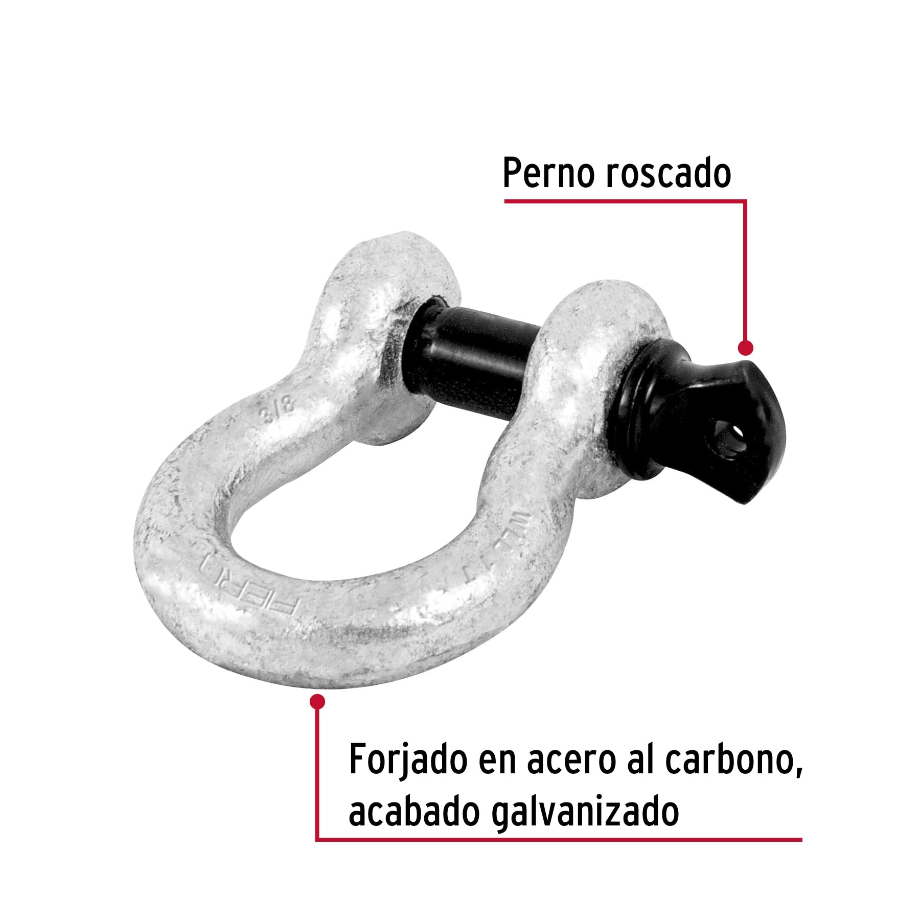 Grillete de acero forjado 3/8", Fiero