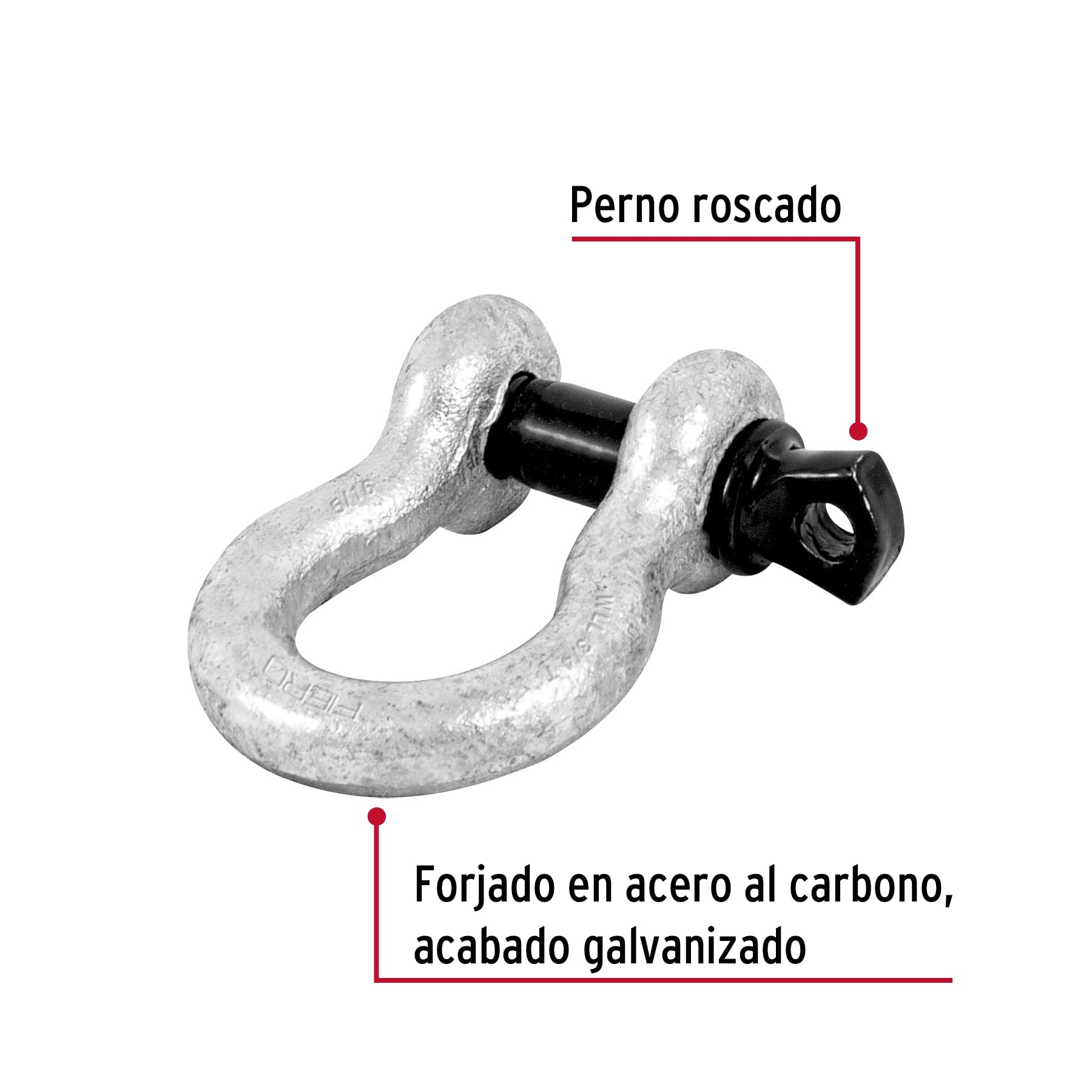 Grillete de acero forjado 5/16", Fiero