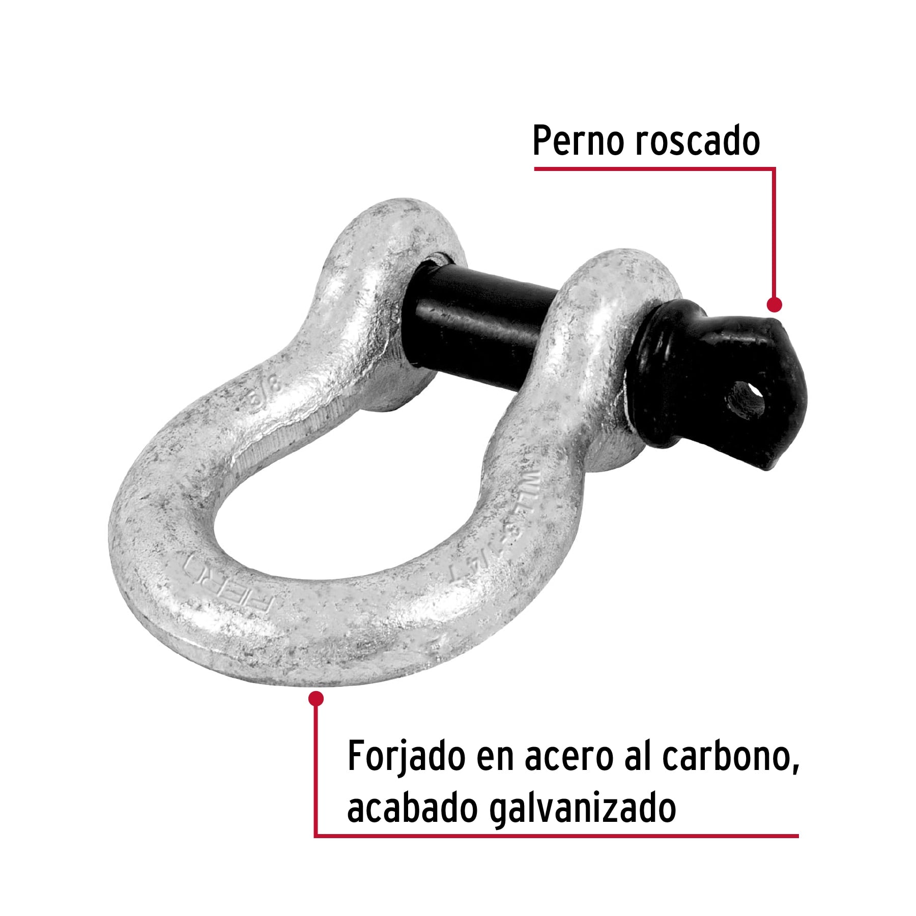 Grillete de acero forjado 5/8", Fiero