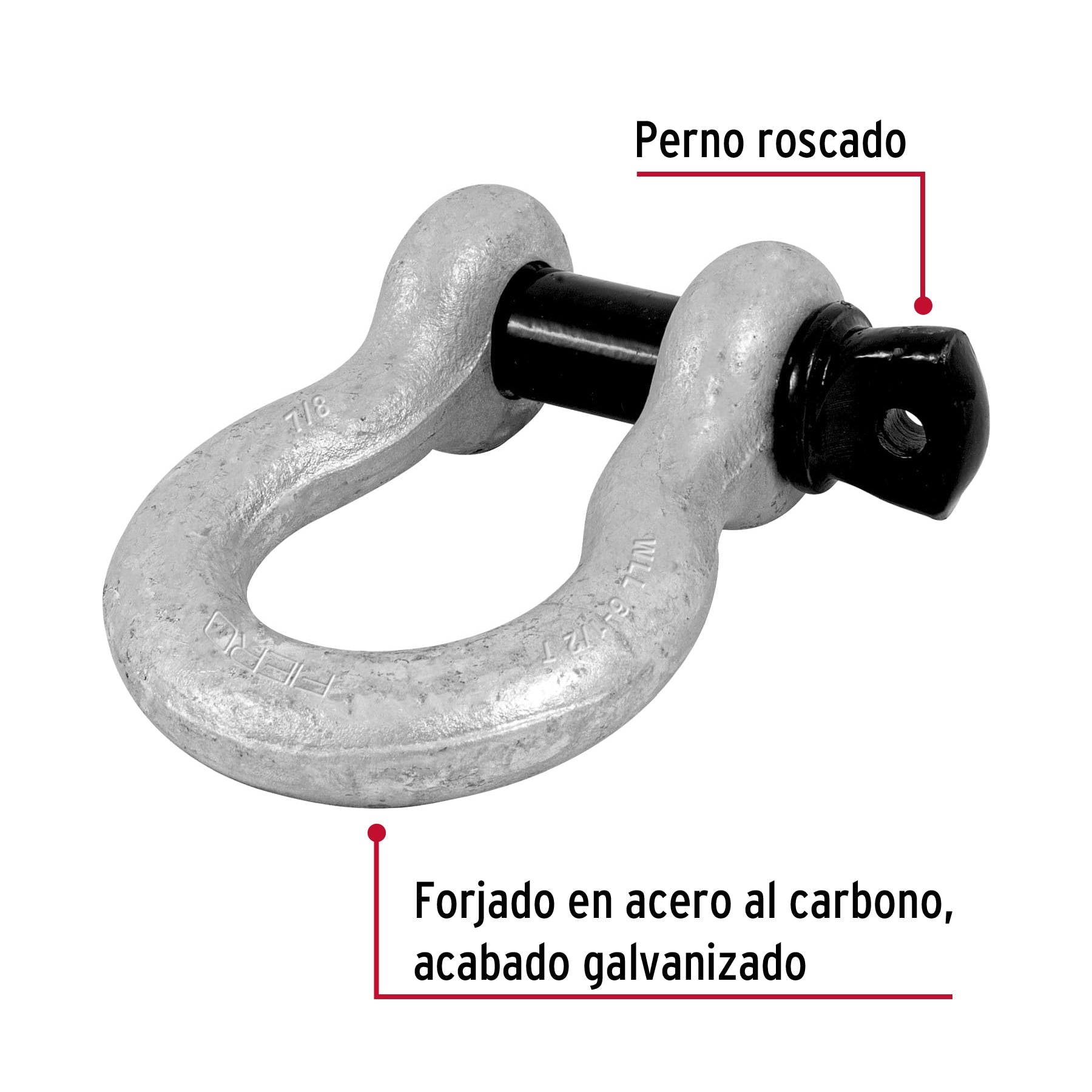 Grillete de acero forjado 7/8", Fiero