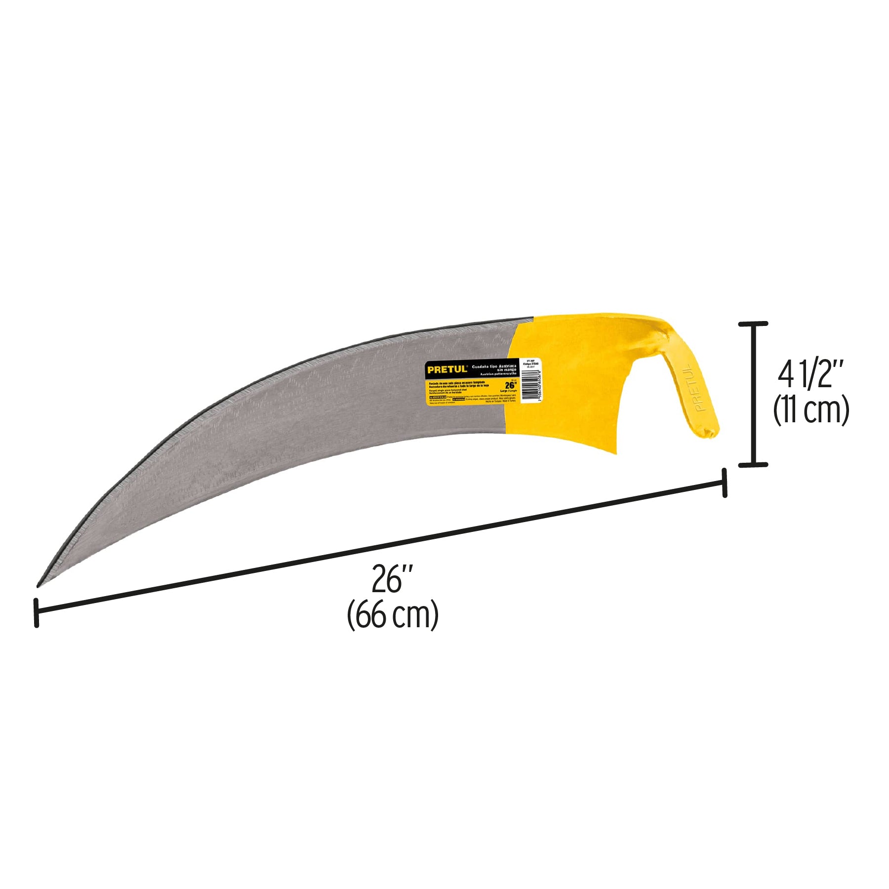 Guadaña tipo austriaca de 26" sin mango, Pretul
