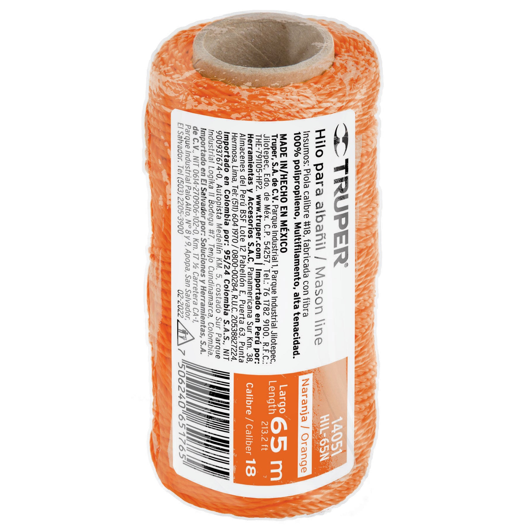 Carrete con 65 m de hilo para albañil naranja, Truper