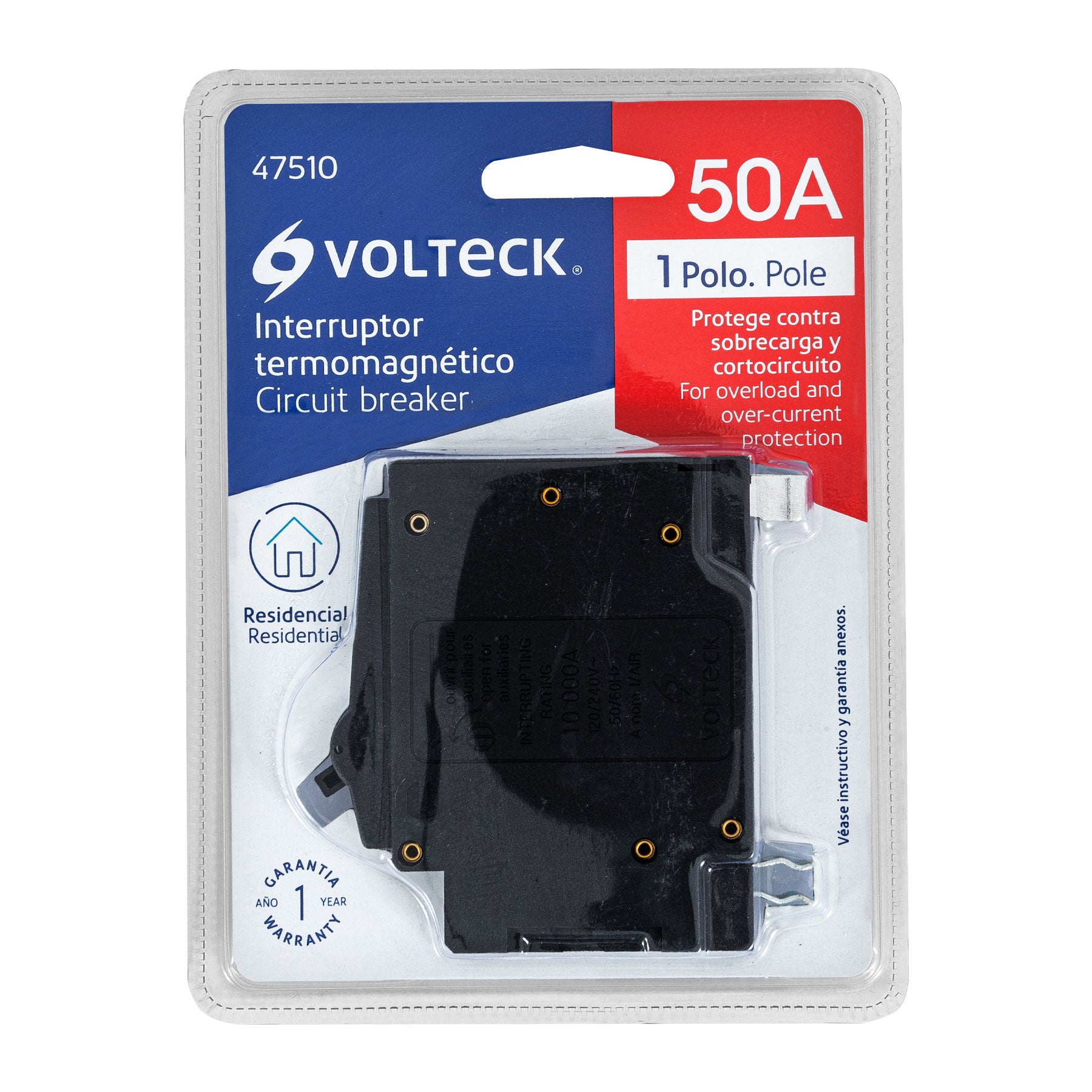 Interruptor de 1 polo 50A, enchufable, VOLTECK