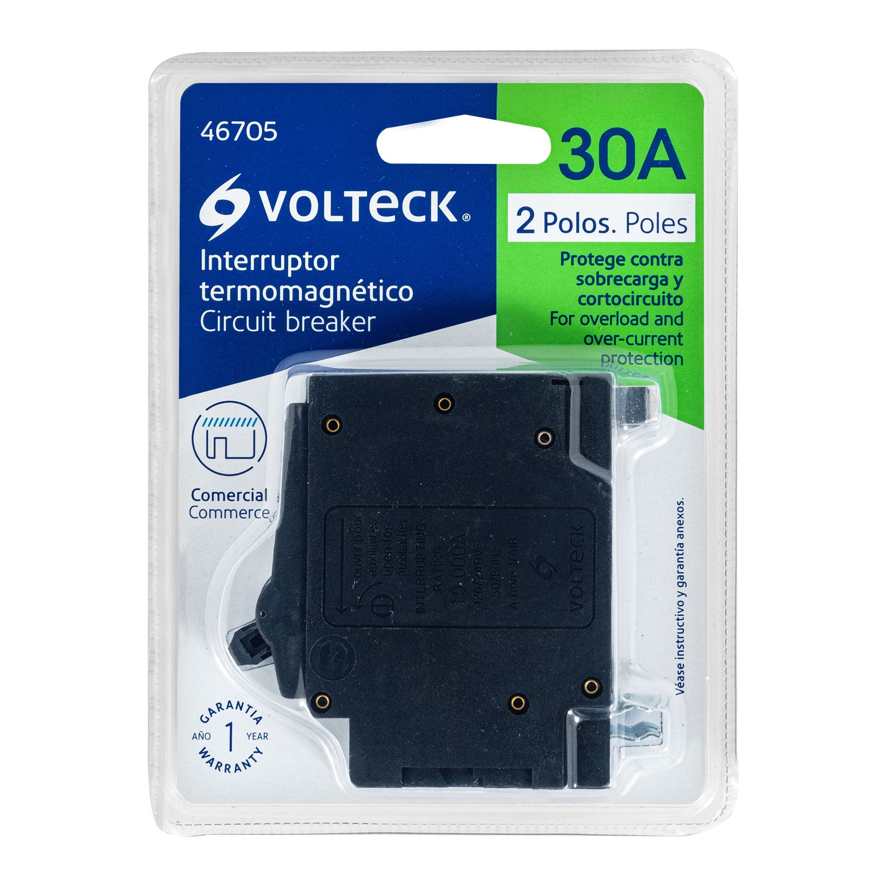 Interruptor de 2 polos 30A, enchufable, VOLTECK