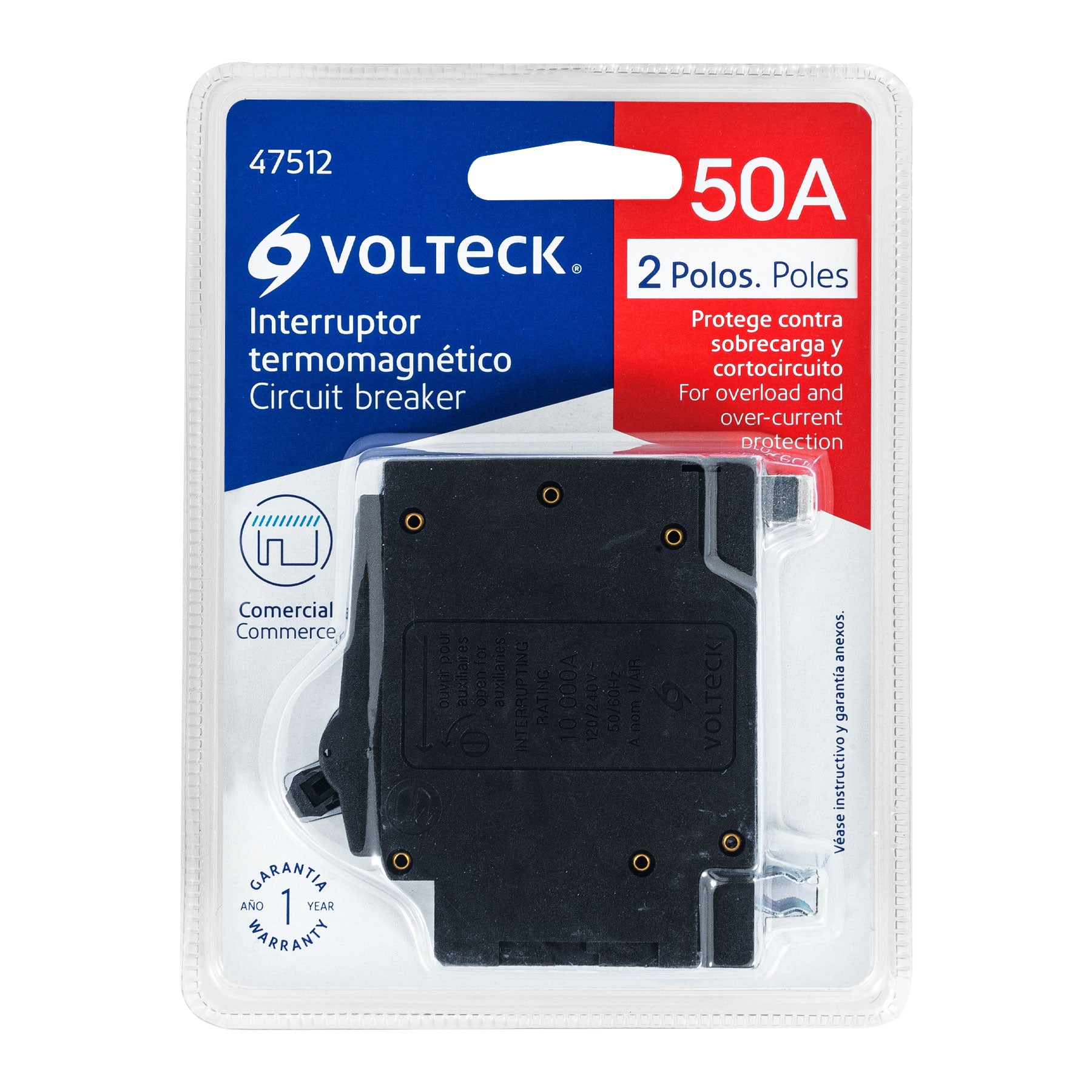 Interruptor de 2 polos 50A, enchufable, VOLTECK